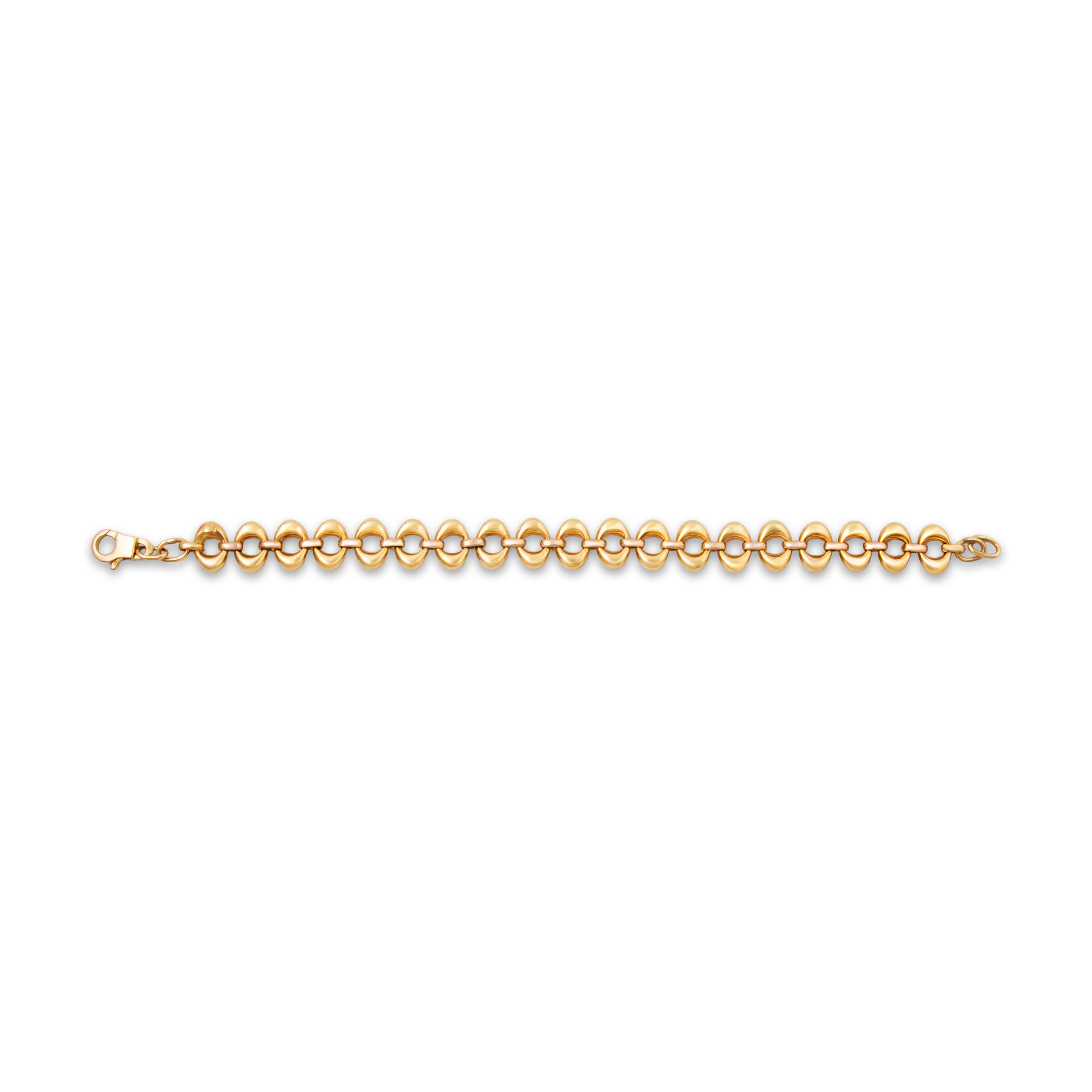 Vintage Italian 14k Yellow Gold Wonderful Puffy Link Bracelet 7.75-8、mySite、hinf8tx79
