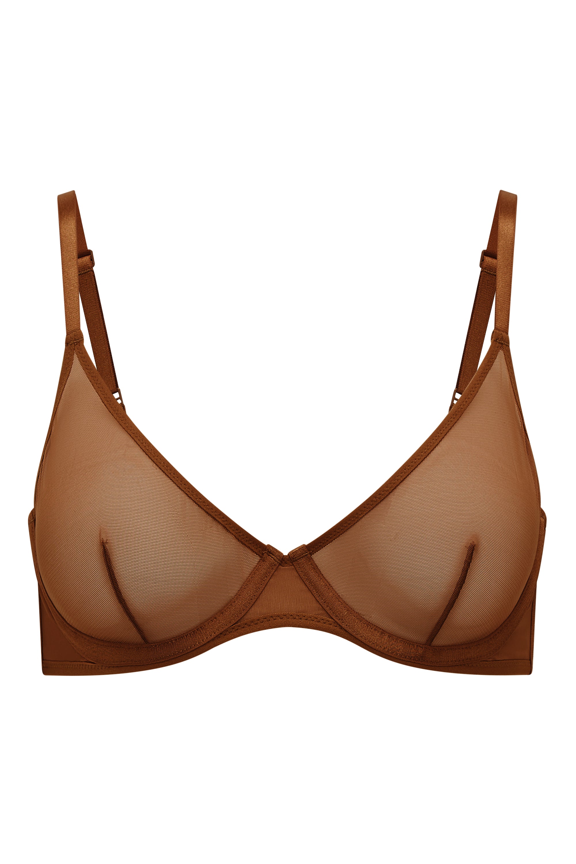 Soft Mesh Single Layer Underwired Bra in Chestnut、mySite、solidvoid