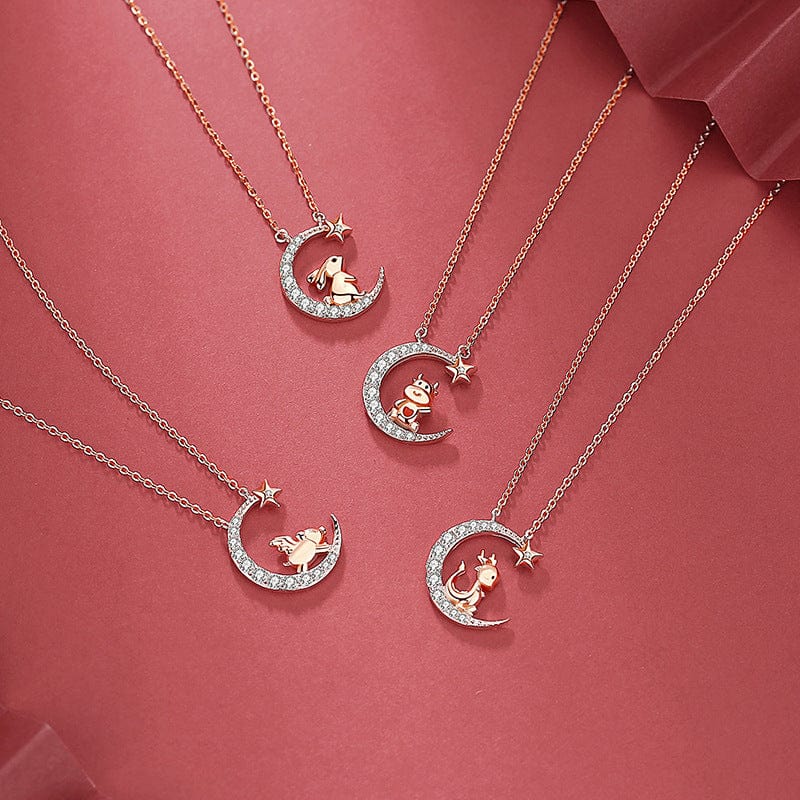Zodiac Baby Animal Necklaces-Chinese Zodiac Cute Rose Gold Plated Sterling Silver、mySite、g9winljtr