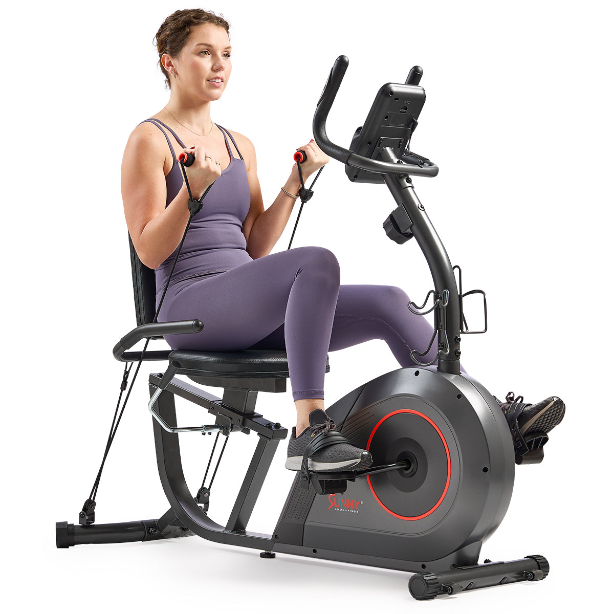  16-Level Smart Magnetic Resistance Recumbent Bike with Workout Bands、mySite、ghnorth