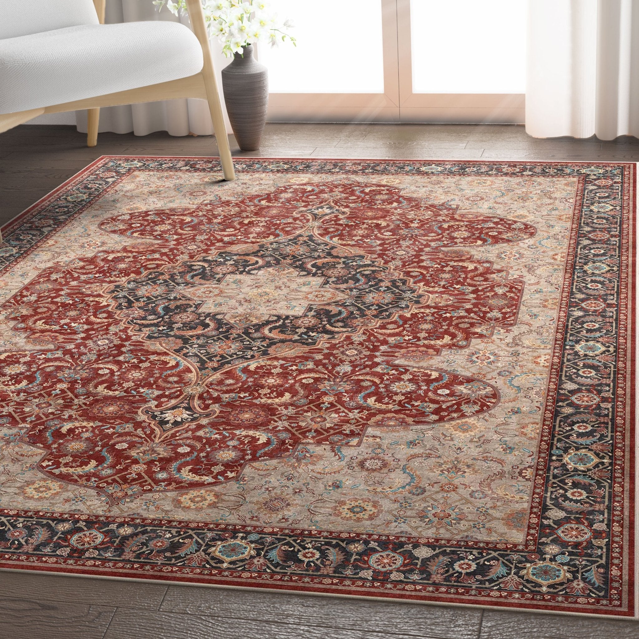 Zurich Floral Medallion Pattern Rug - Easy to Clean、mySite、gigharbornorthrealestate