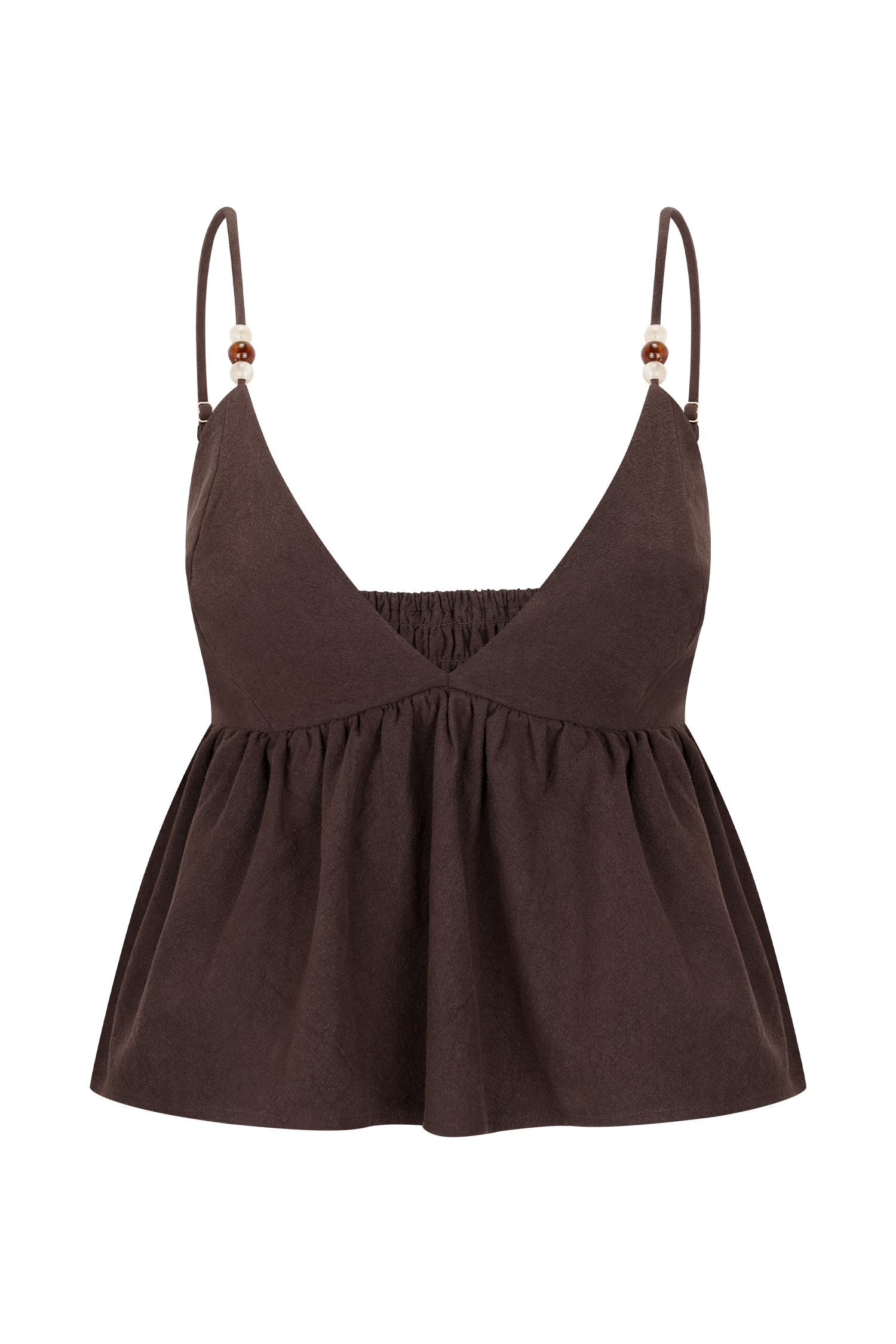 Janayia Cotton Beaded Top - Dark Espresso、mySite、solidvoid