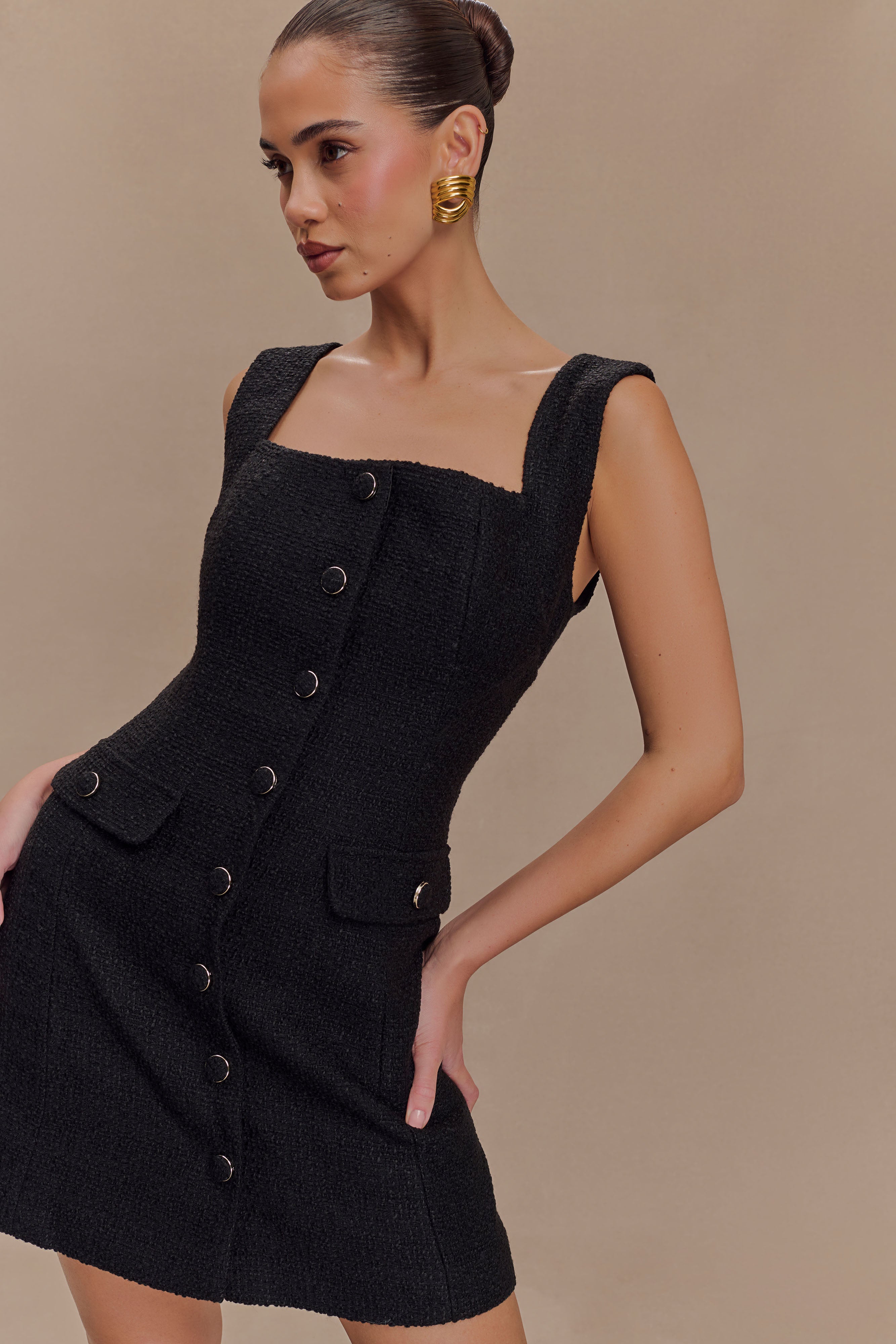 Desire Boucle Mini Dress - Black、mySite、solidvoid