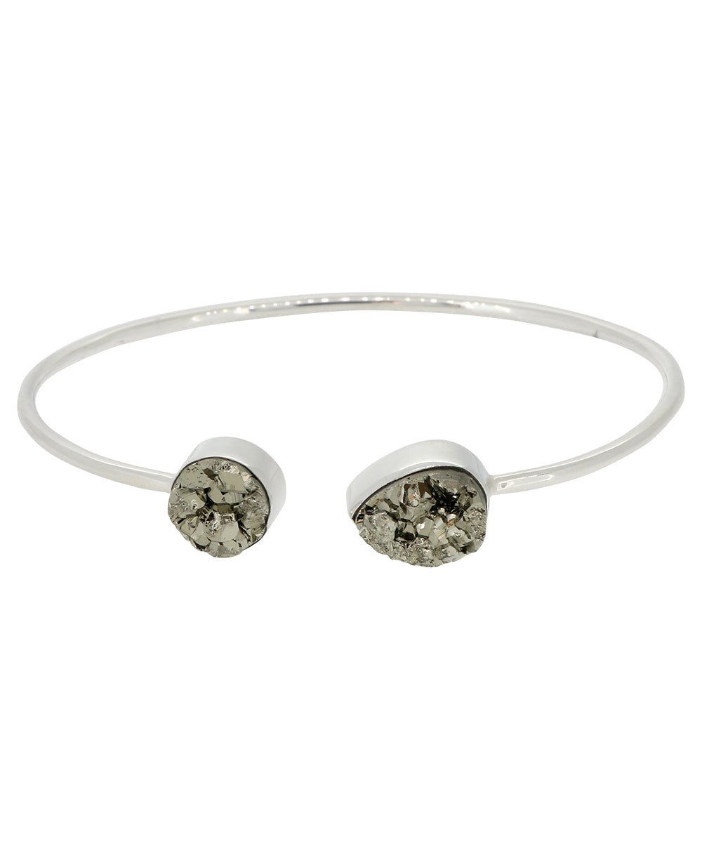 Pyrite Druzy Stones Sterling Silver Adjustable Bracelet、mySite、topwebapps