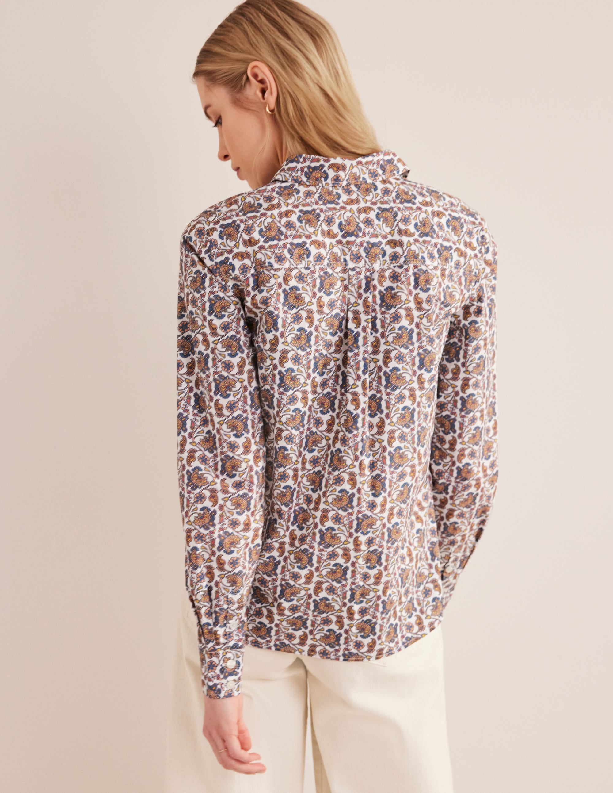  Straight Cotton Shirt-Ivory, Block Paisley、mySite、ashleygrahame