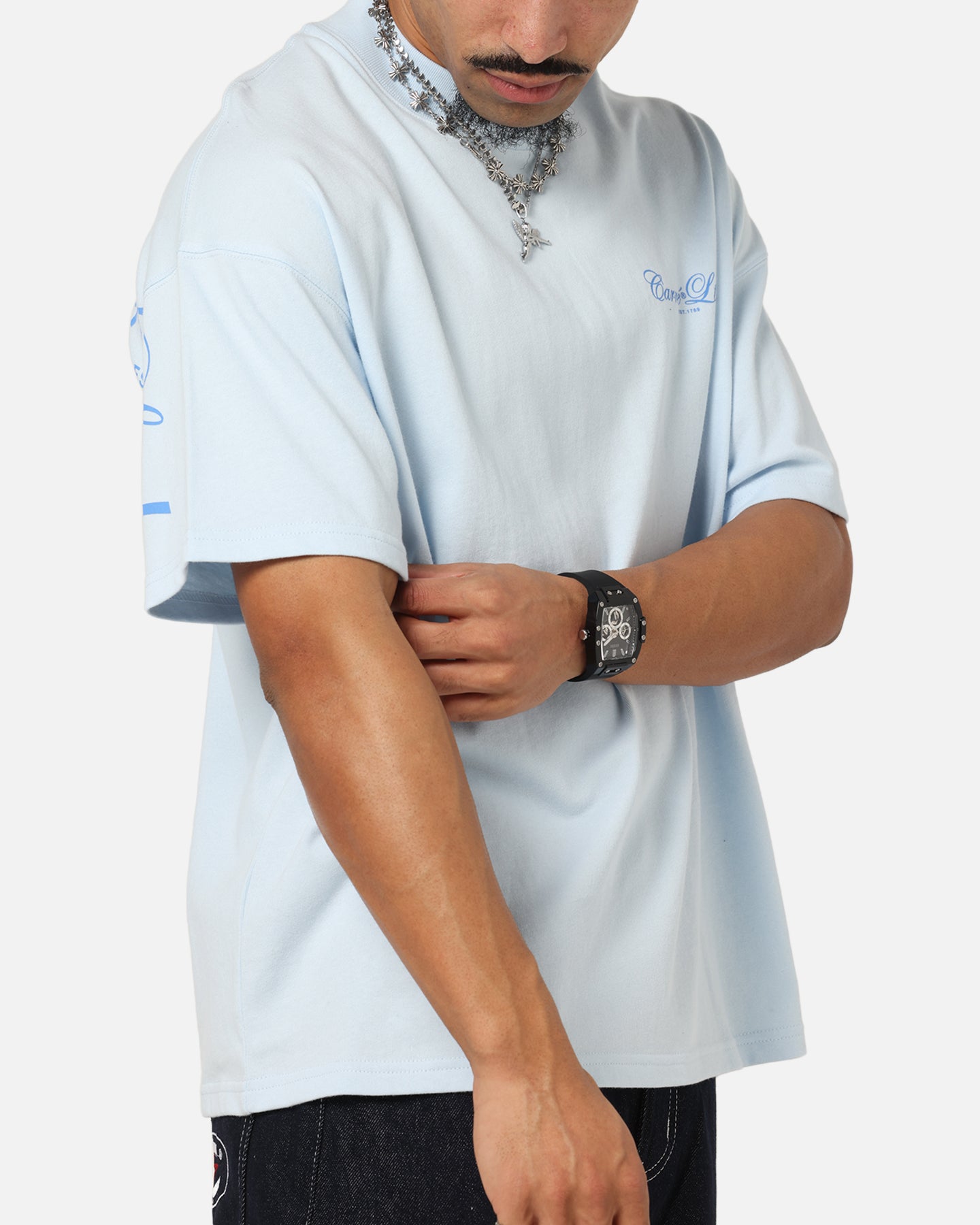 Carre Side Script Oversized T-Shirt Baby Blue、mySite、zt4zffjzw