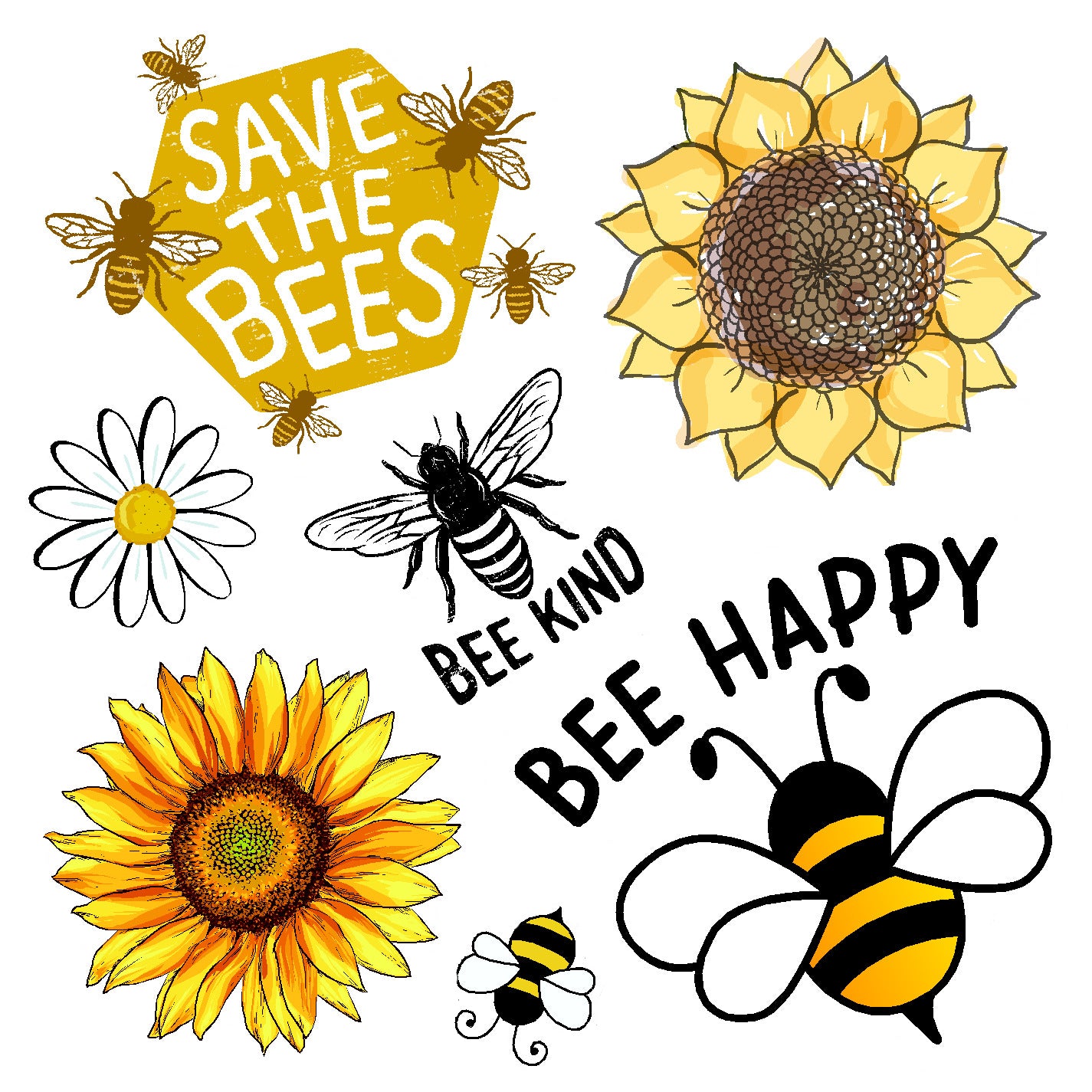  Bee Happy Vinyl Sticker Decal Set、mySite、ghnorth