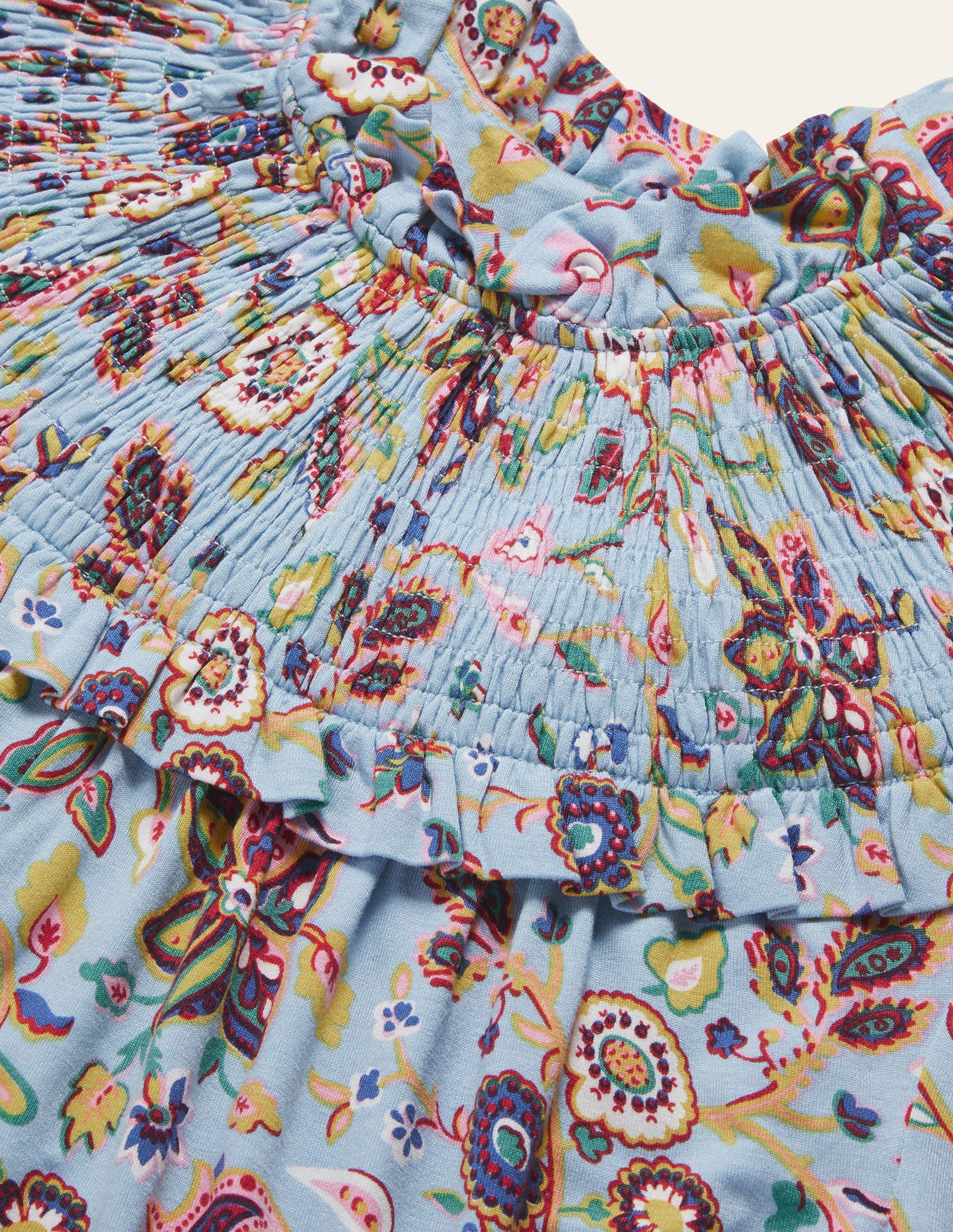  Smocked Neck Jersey Top-Dusty Blue, Opulent Paradise、mySite、ashleygrahame