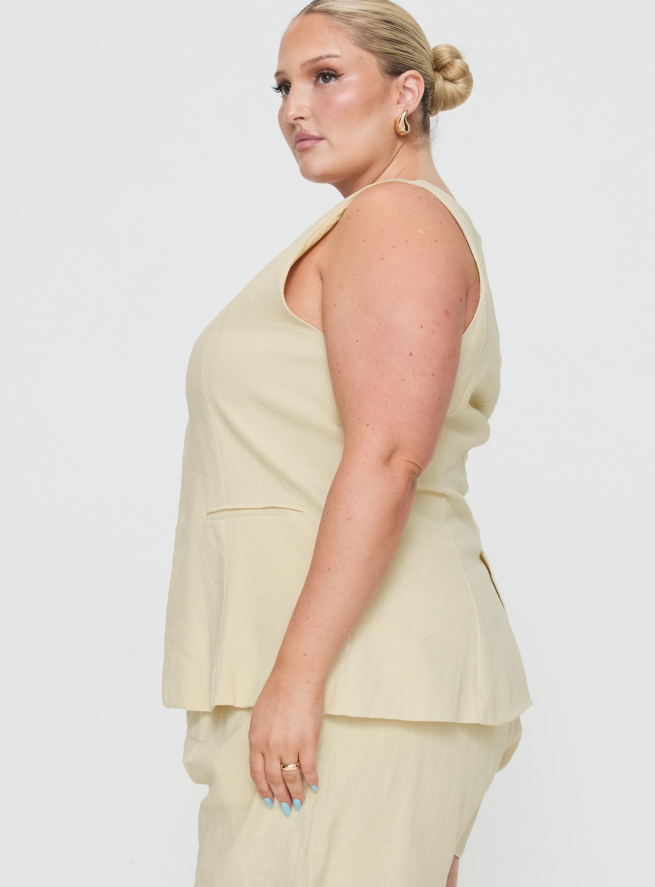 Days With You Linen Blend Vest Top Sand Curve、mySite、solidvoid