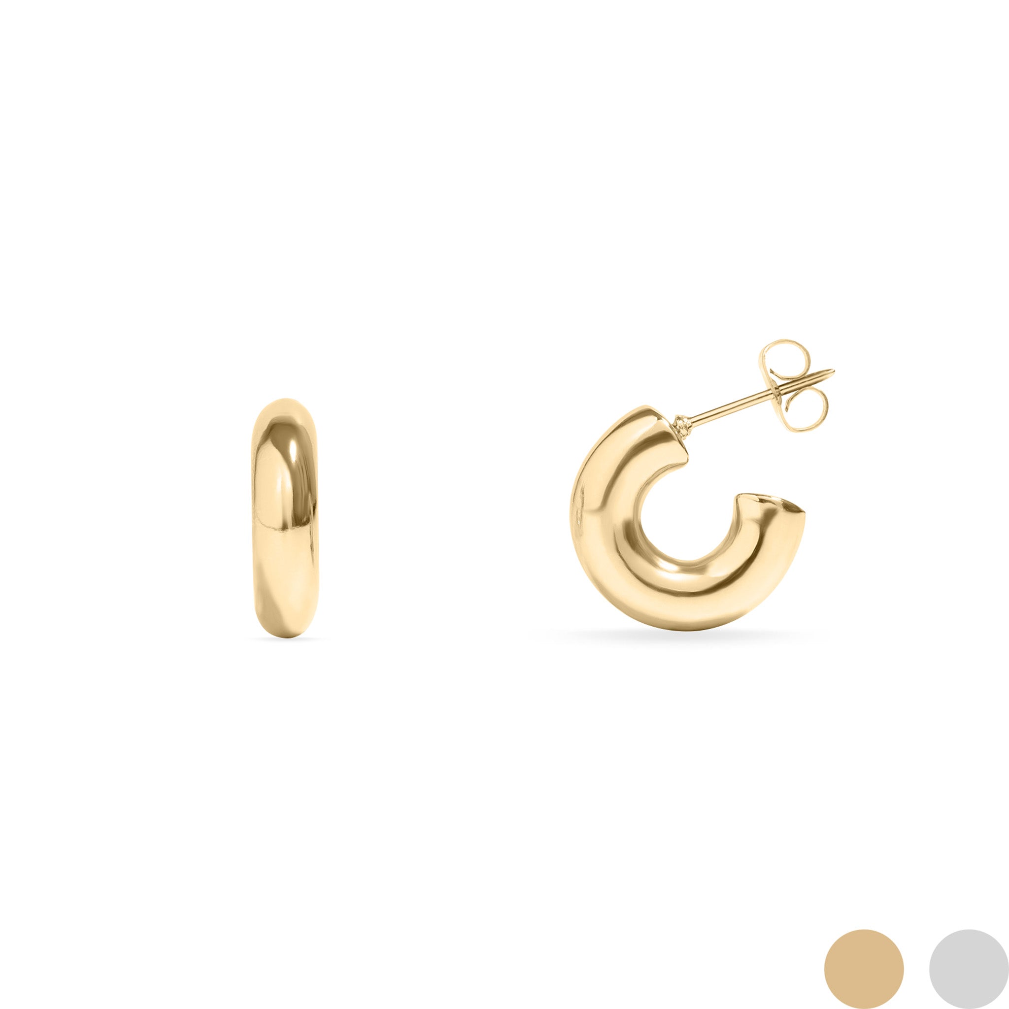 18K Gold PVD Stainless Steel Chunky Huggie Hoop Earring / ERJ0047、mySite、dreamappss