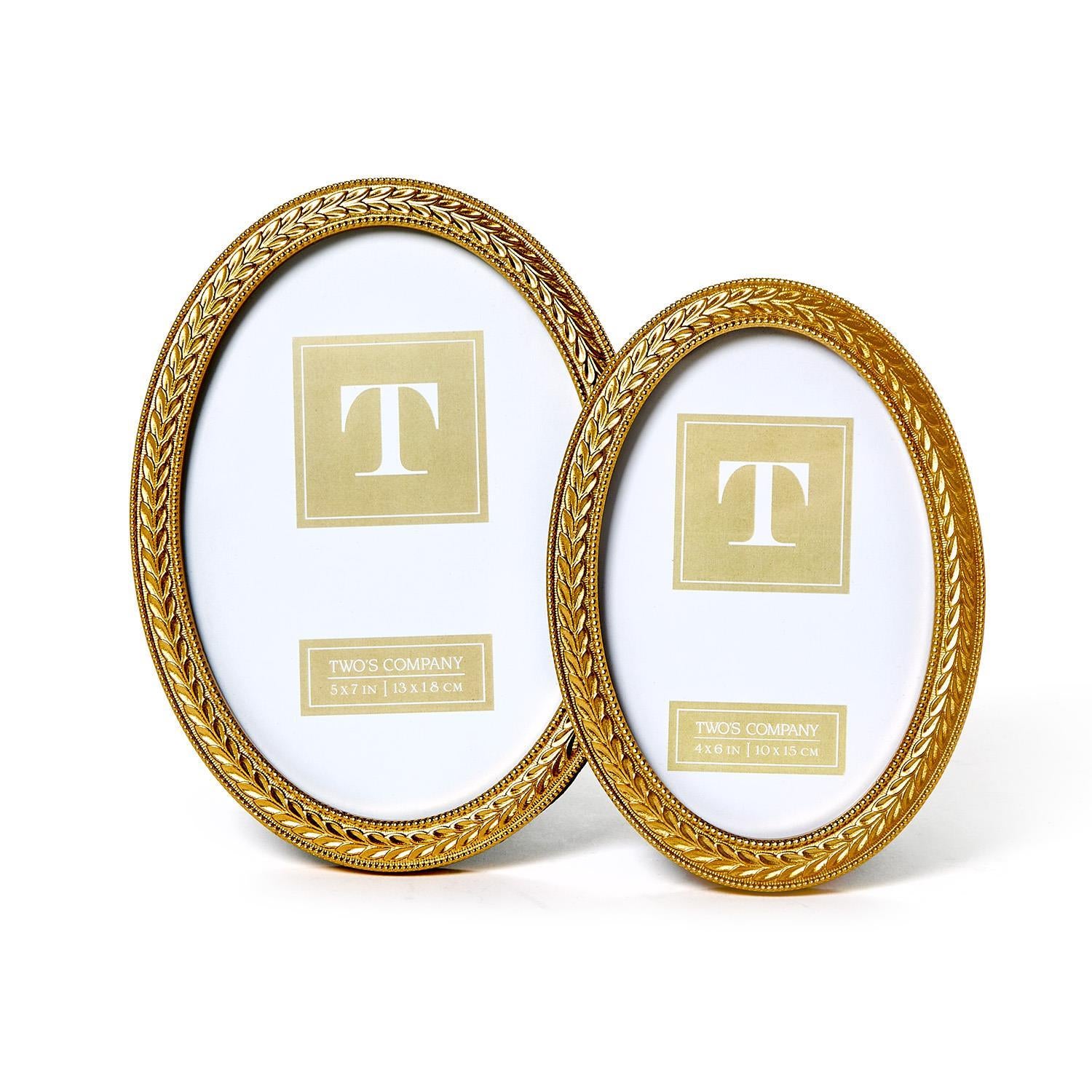  Set Of 2 Laurel Wreath Gold Oval Photo Frame、mySite、elrpsem3k