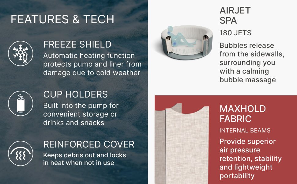 Coleman SaluSpa Atlantis AirJet Inflatable Hot Tub with 140 Soothing Jets, Blue