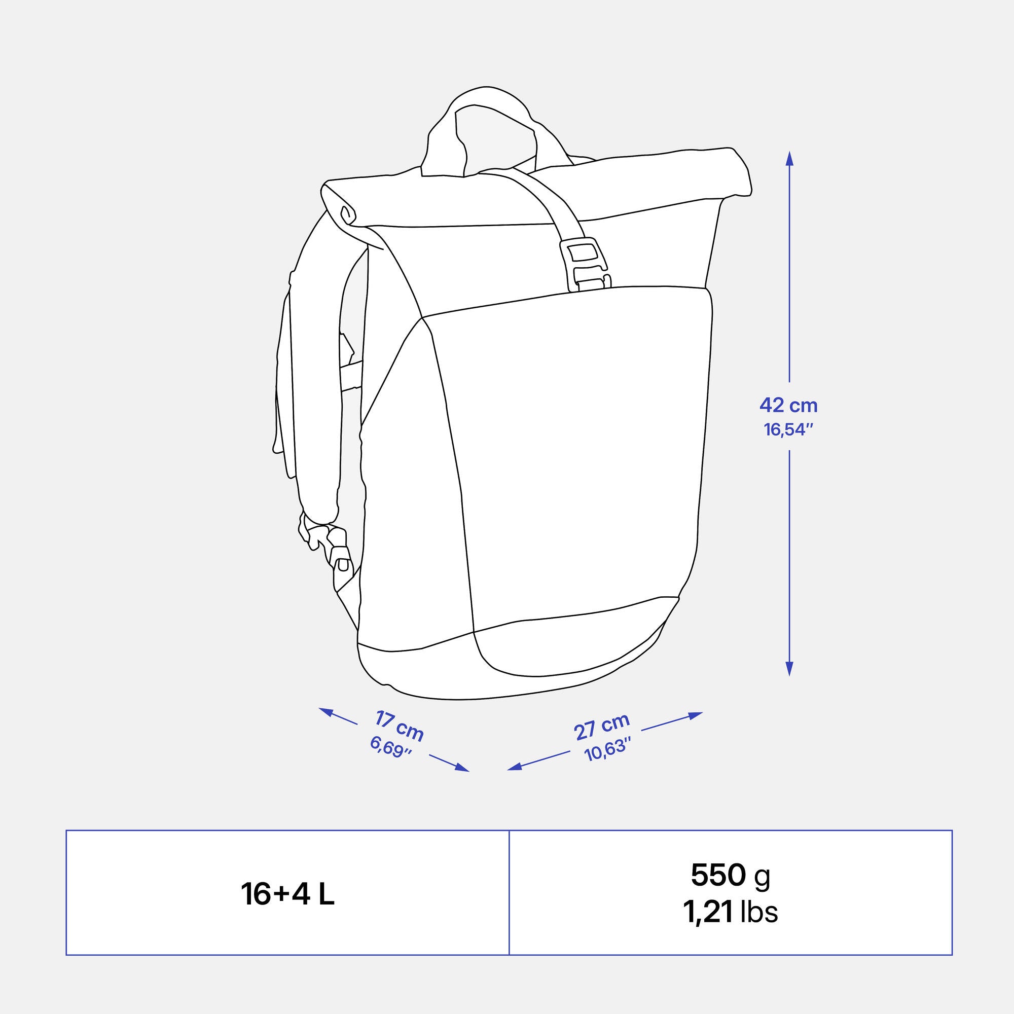 Quechua NH500 Escape 16L+4 Rolltop Hiking Backpack、mySite、shQuechua NH500 Escape 16L+4 Rolltop Hiking Backpack、mySite、glenpowelloop_name