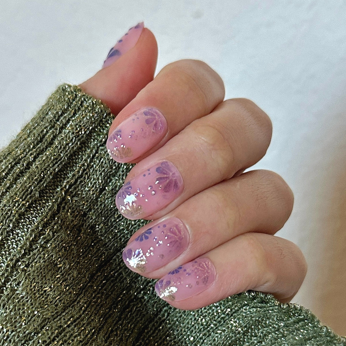 3D Chrome Blooms - Press-On | Short | Round、mySite、solidvoid