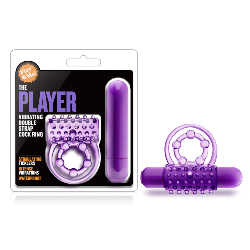 Play With Me By Blush® | The Player: Purple Vibrating Double Strap Penis Ring、mySite、bottomscart