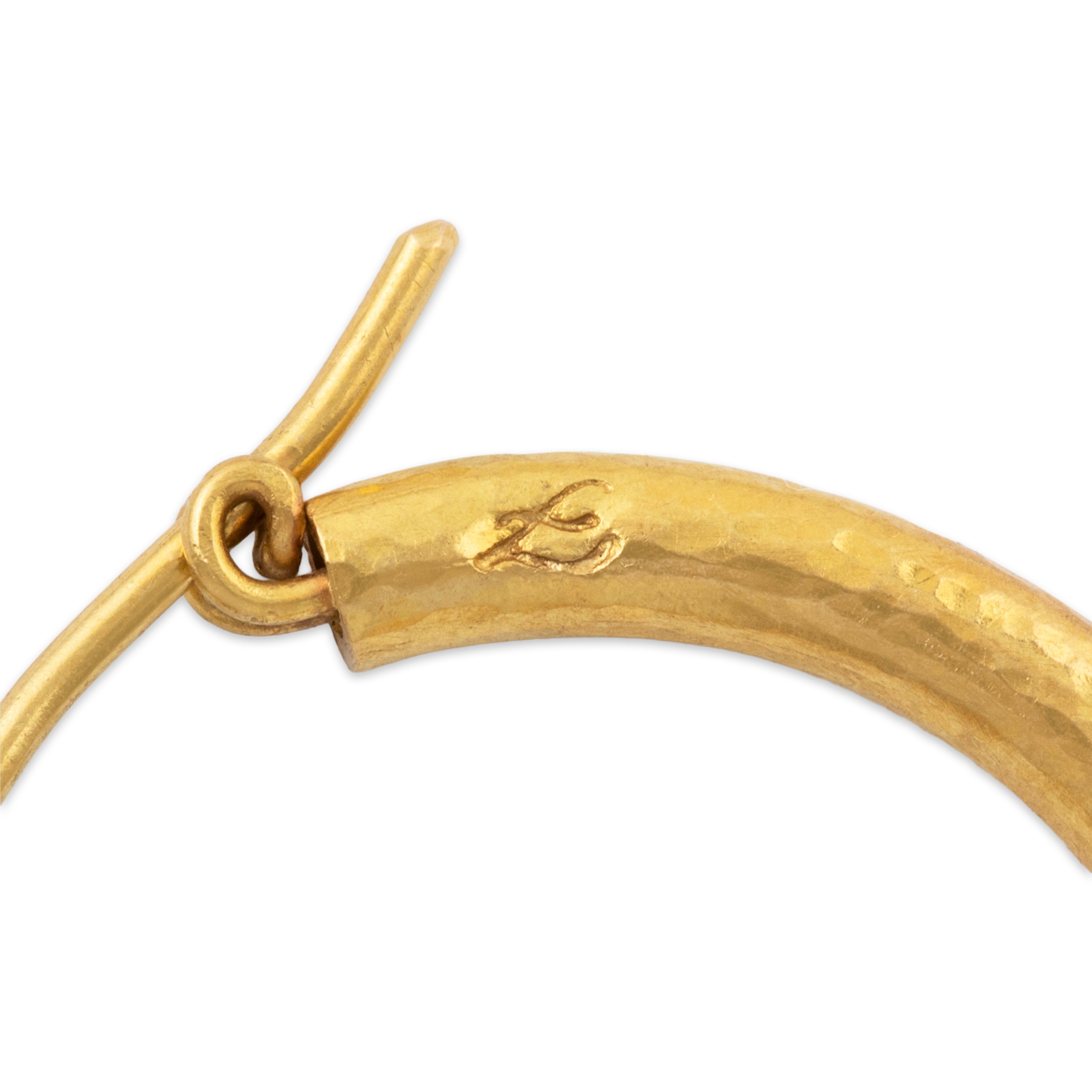 Estate Elizabeth Locke 19k Yellow Gold Hammered Hoop Earrings、mySite、hinf8tx79