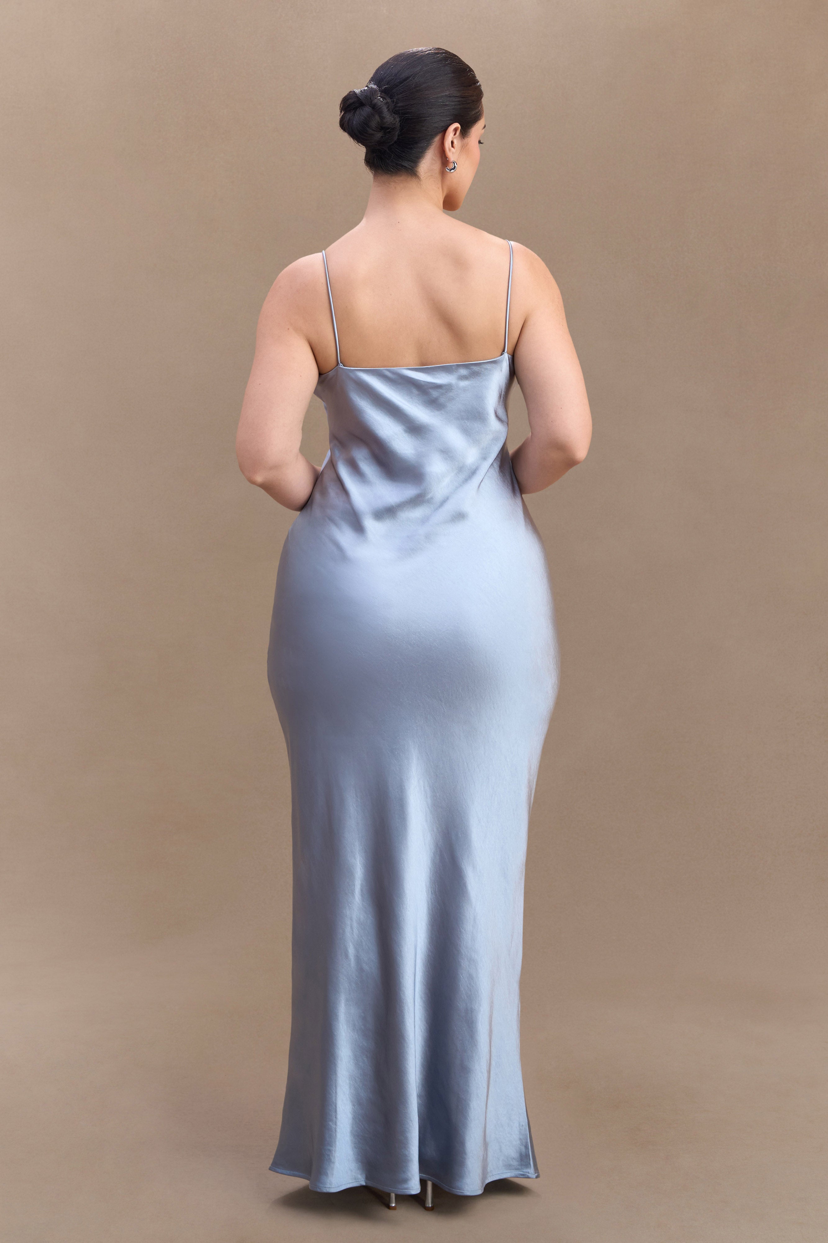 Lilly Sweetheart Satin Maxi Dress - Frosted Blue、mySite、solidvoid