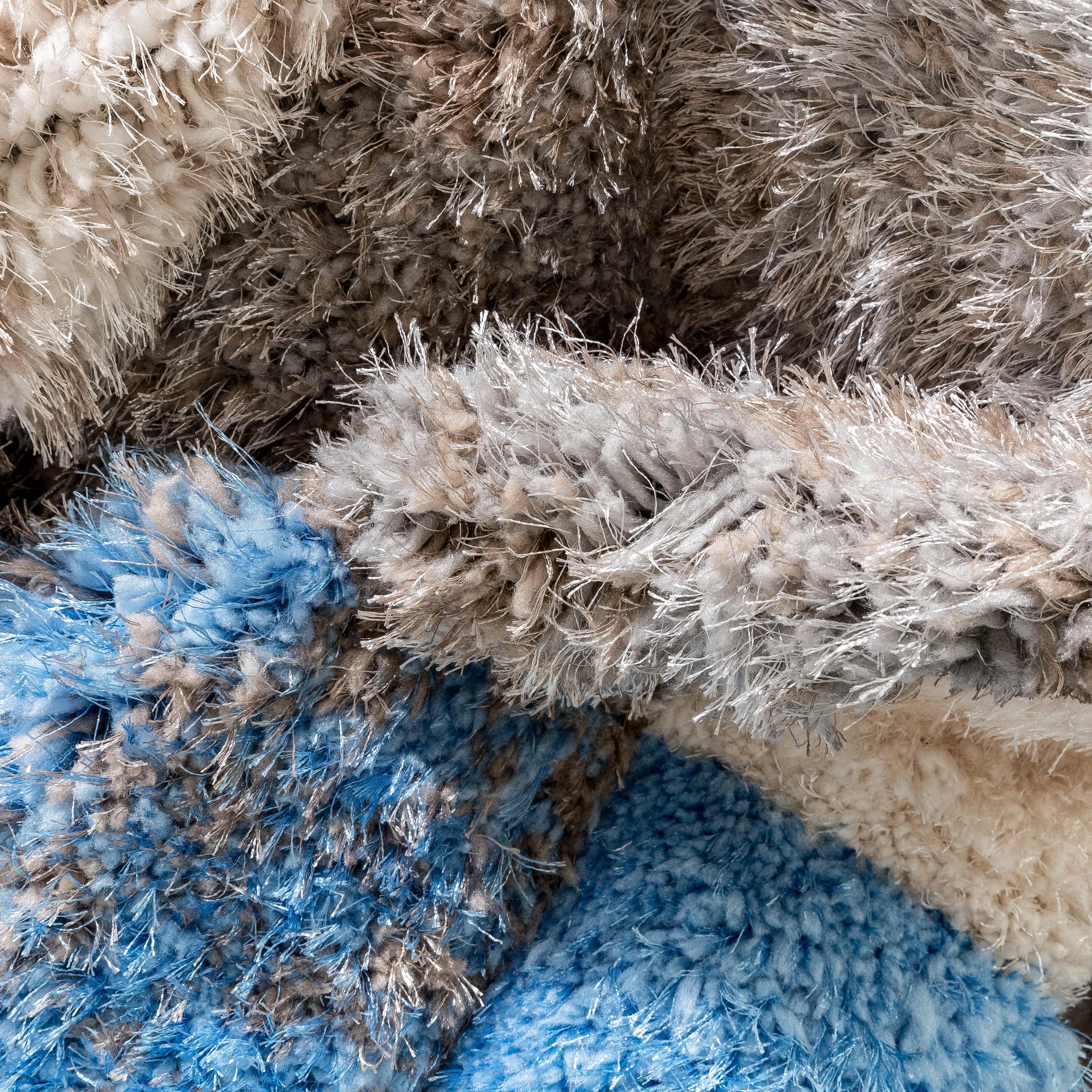 Remi Contemporary Geometric Boxes 3D Textured Shag Grey Light Blue Rug、mySite、gigharbornorthrealestate