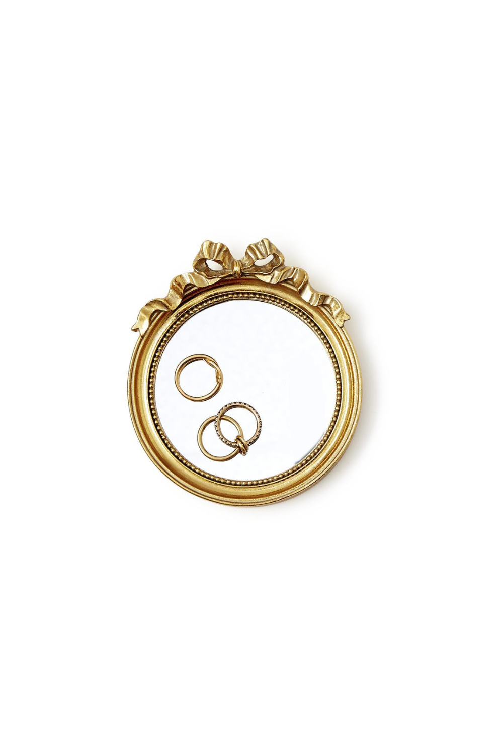 Vintage Round Mirror Trinket Tray with Accent Bow、mySite、hinf8tx79