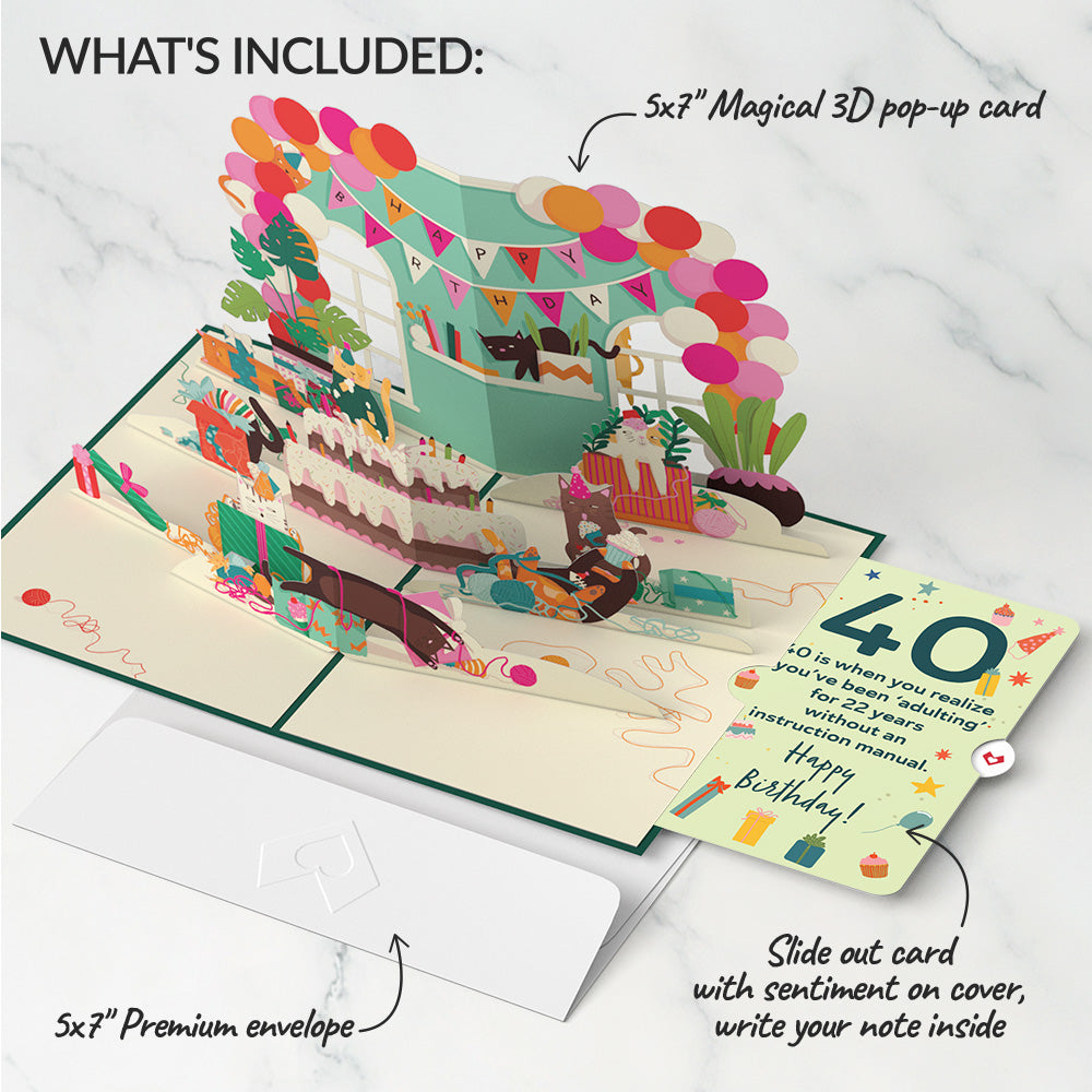 Party Cats 40th Birthday Pop-Up Card and Sentiment Set、mySite、solidvoid