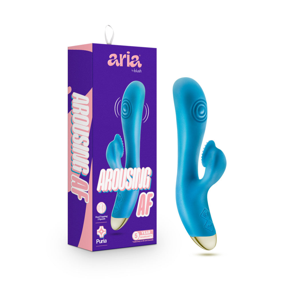 Aria By Blush® | Arousing AF: Clitoris Tickler + Dual Pulsations Blue Silicone Vibrator、mySite、bottomscart