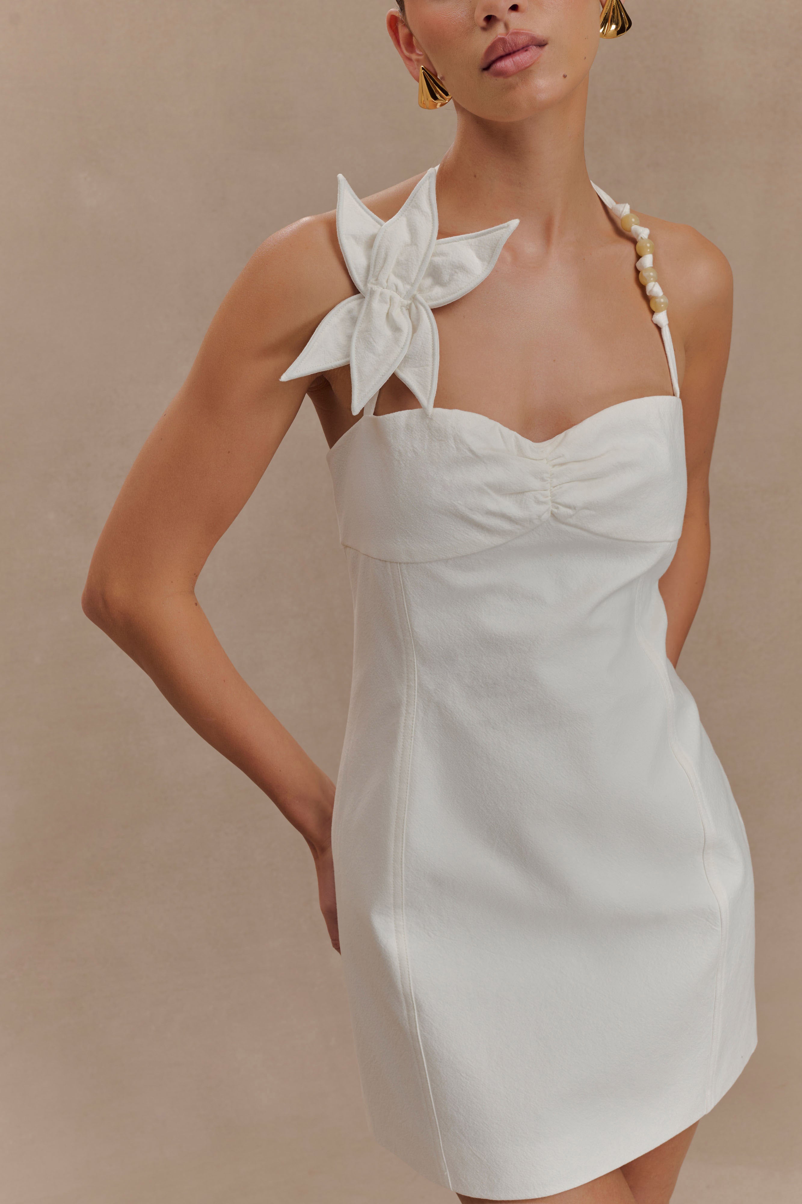 Reyes Cotton Floral Mini Dress - White、mySite、solidvoid