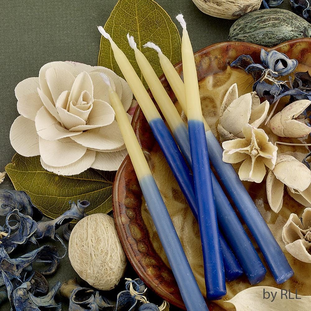 Blue and Natural Hand-Dipped Chanukah Beeswax Candles、mySite、topwebapps