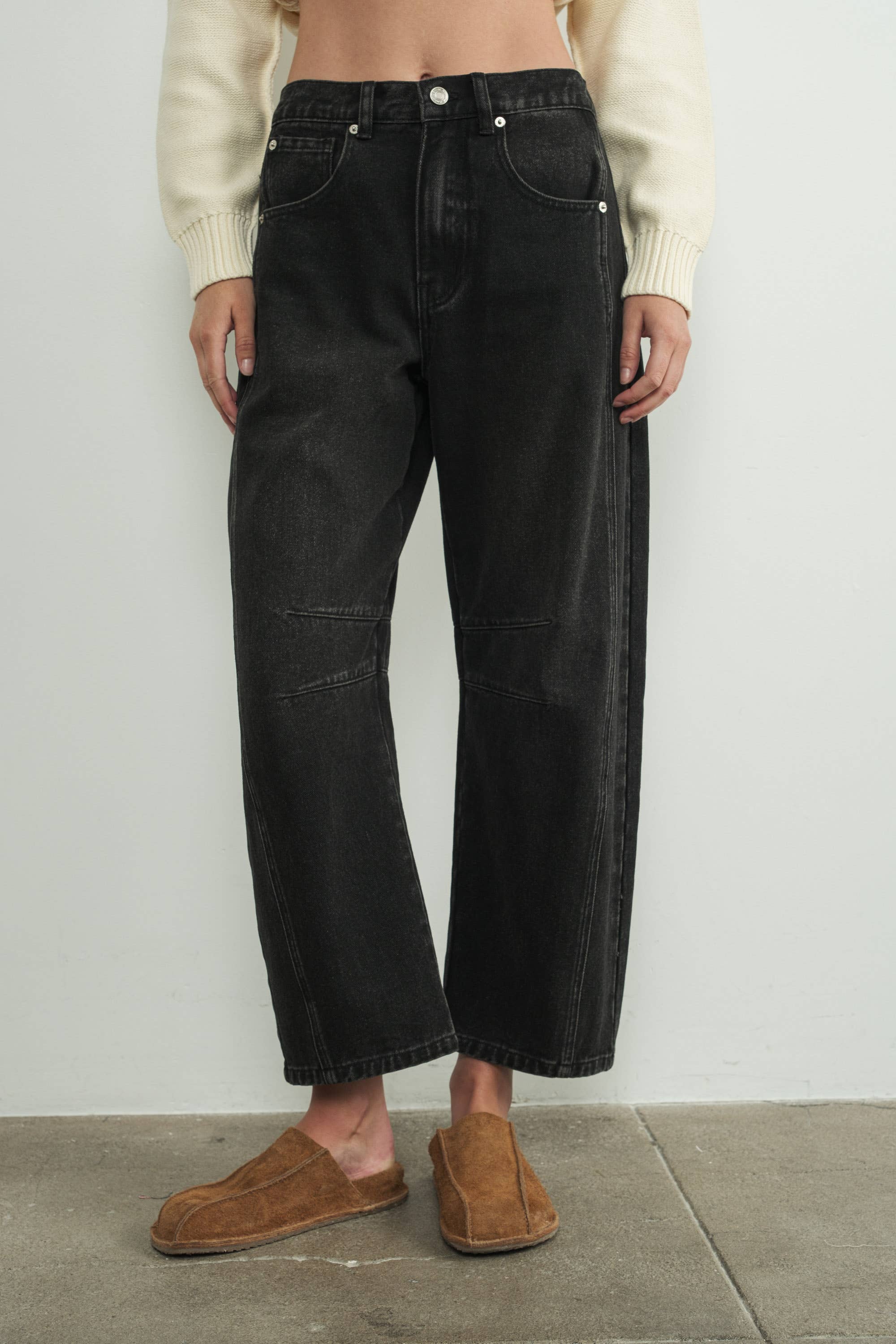 SLOUCHY RELAX FIT CROP BARREL JEANS、mySite、dreamappss