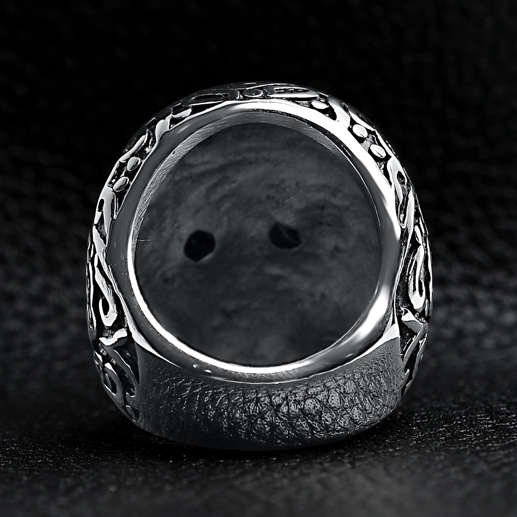 Large Detailed Skull Black CZ Eyed Stainless Steel Ring / SCR4002、mySite、dreamappss