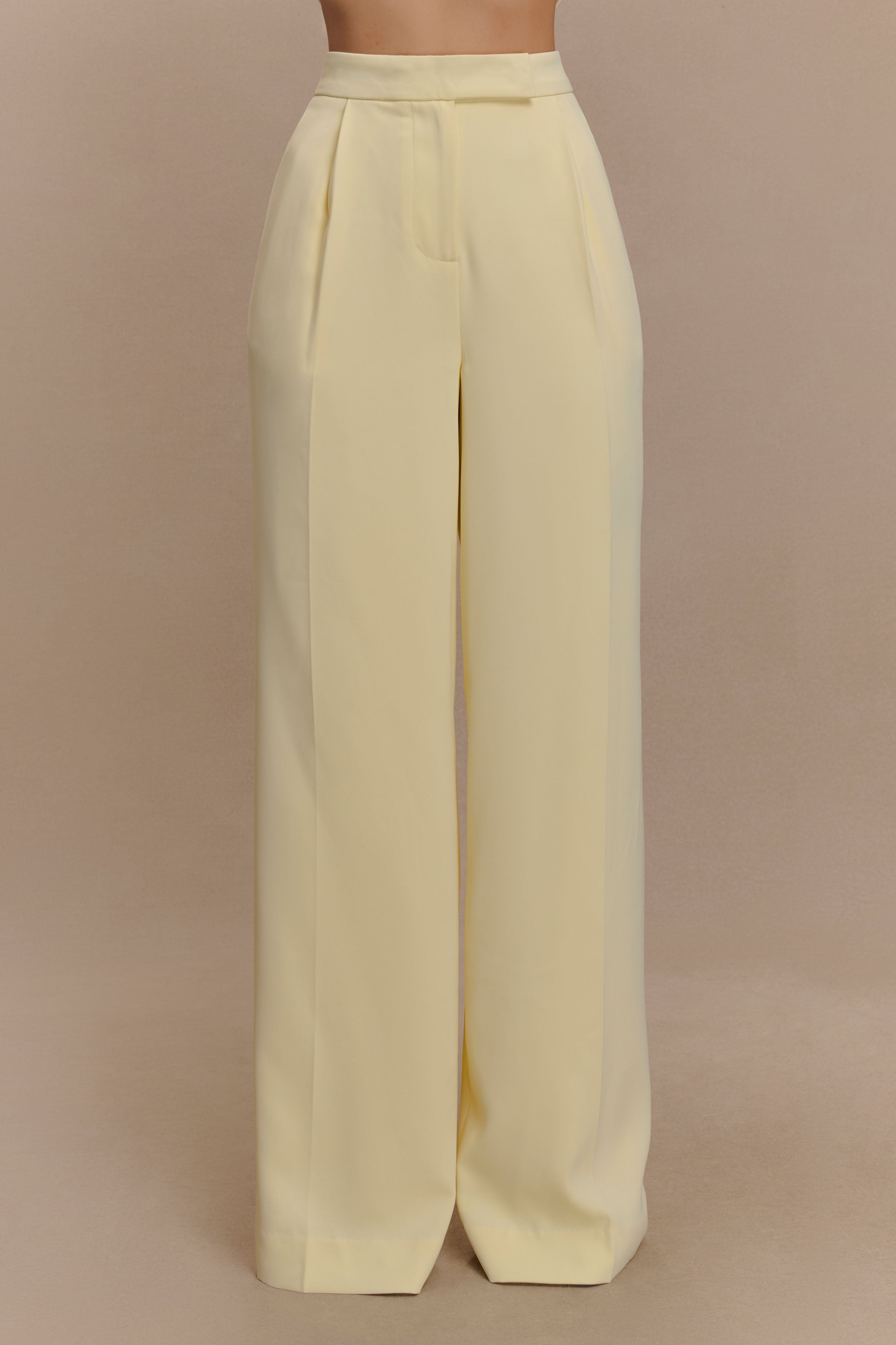Faith Suiting Wide Leg Pant - Lemon Cream、mySite、solidvoid