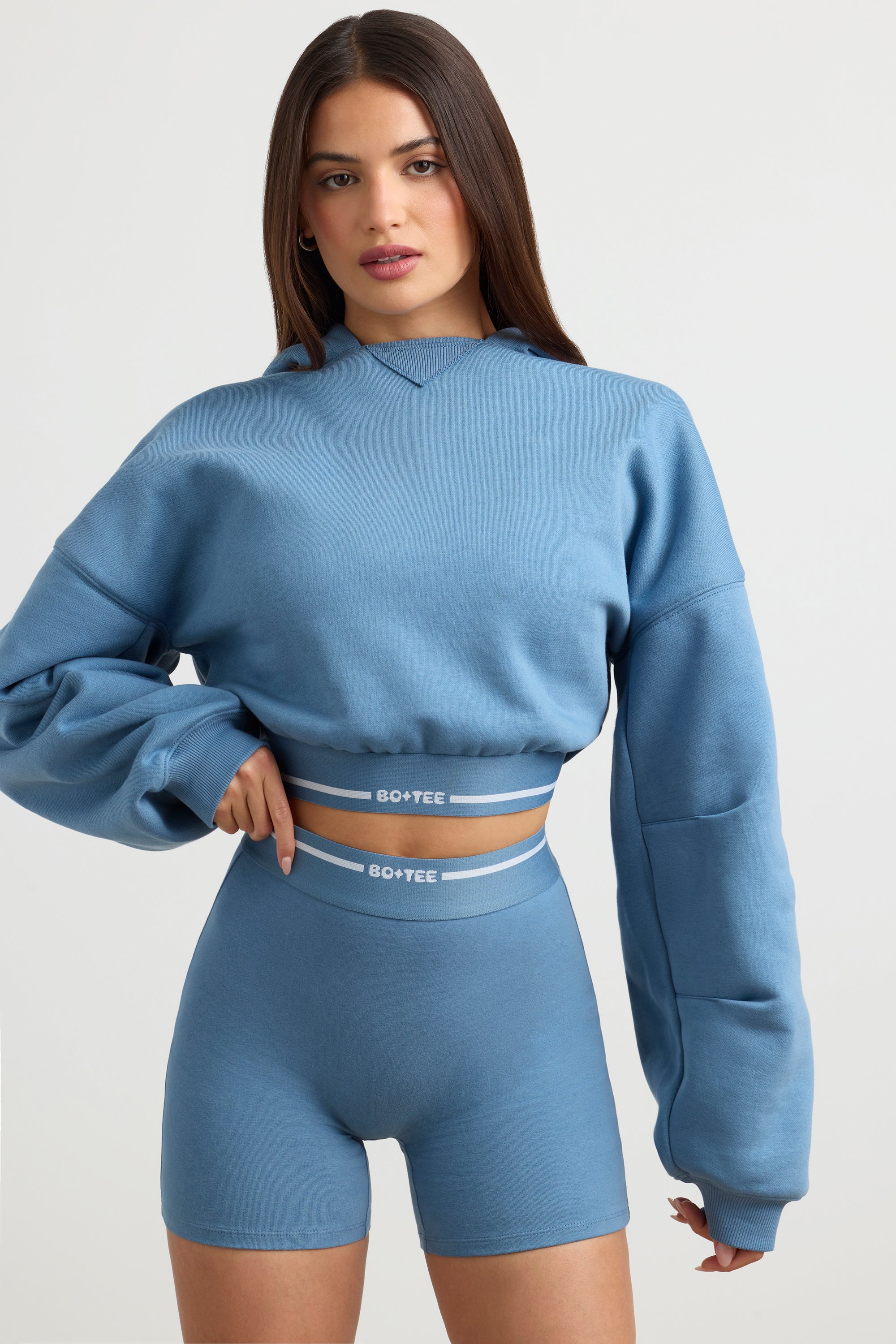 High-Waist Mini Shorts in Steel Blue、mySite、solidvoid