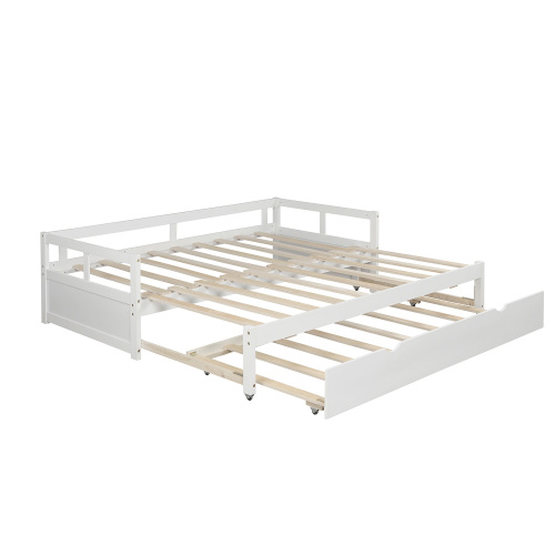 Extending Daybed with Trundle, Wooden Daybed with Trundle, White、、casual