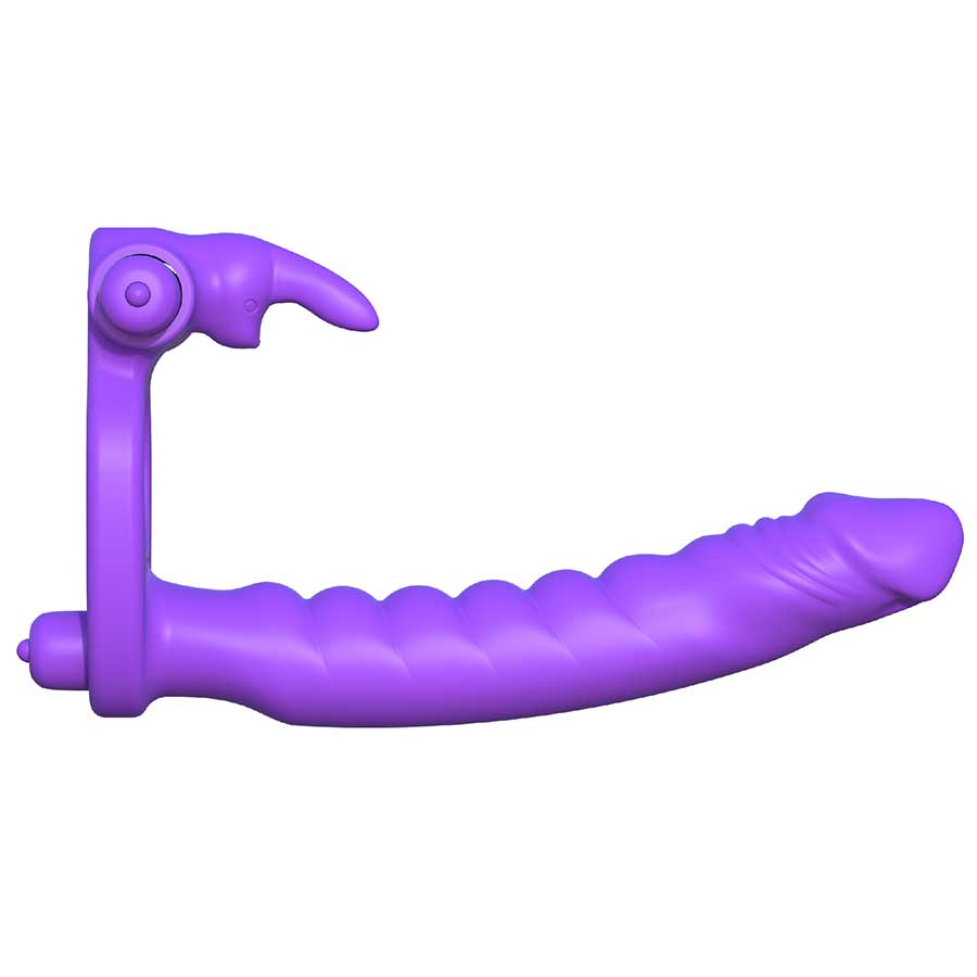 Silicone Double Penetrator Vibrating Rabbit Cock Ring Purple by Pipedream、mySite、bottomscart