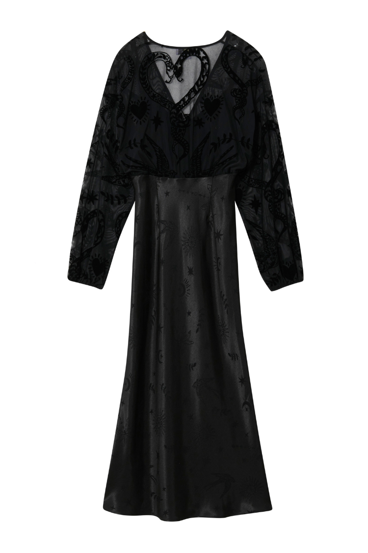 Black Swallow Romance Emma Dress Petite、mySite、solidvoid