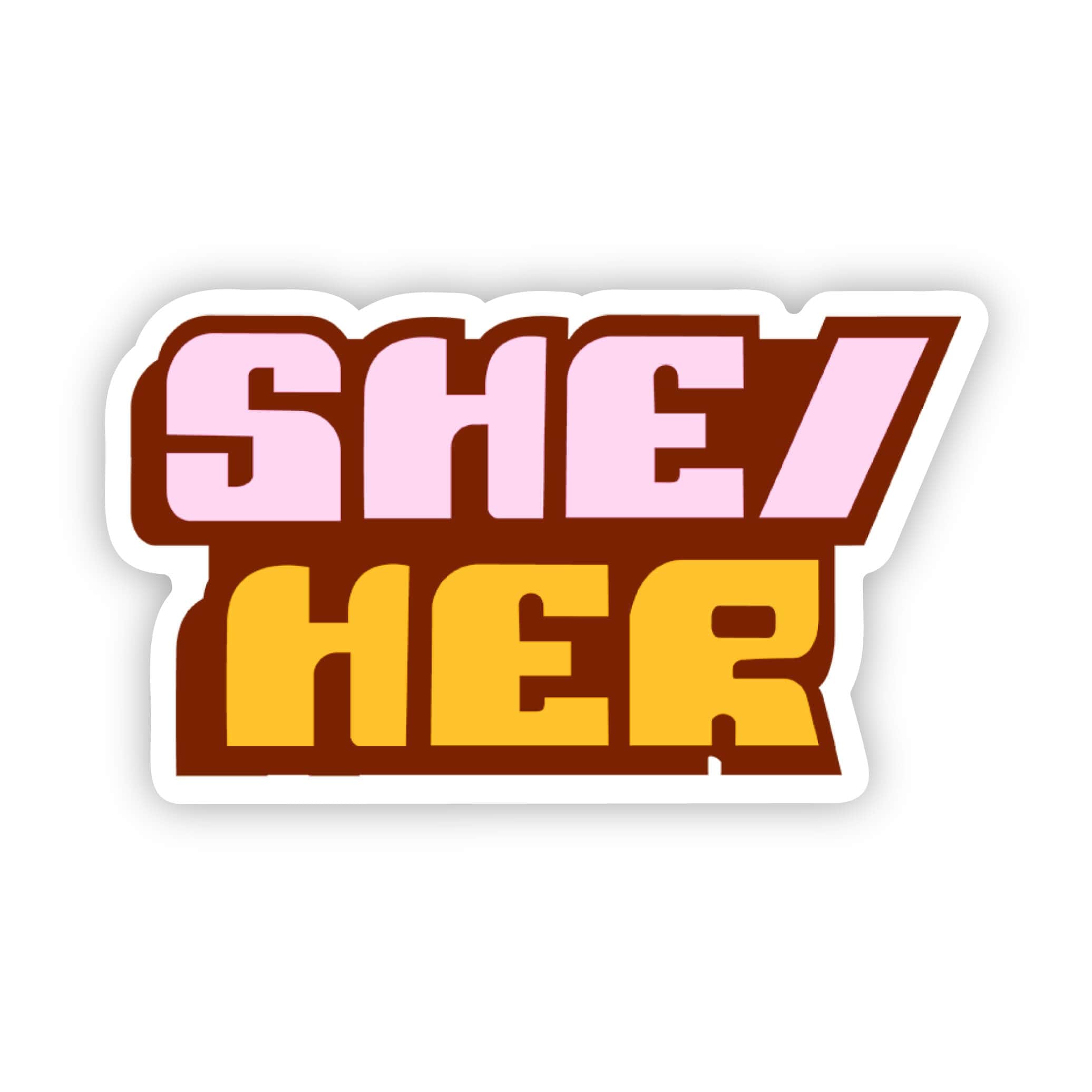  She Her Retro Pronouns LGBTQ Pride Sticker、mySite、ghnorth