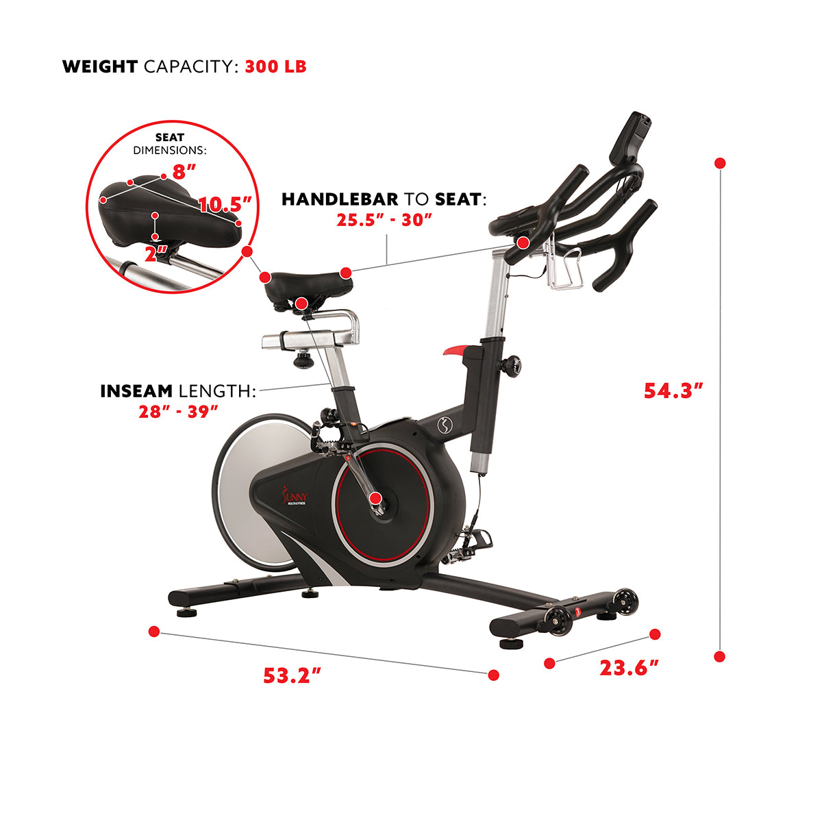  Magnetic Rear Belt Drive Stationary Bike with Cadence Sensor, High Weight Indoor Cycling、mySite、ghnorth