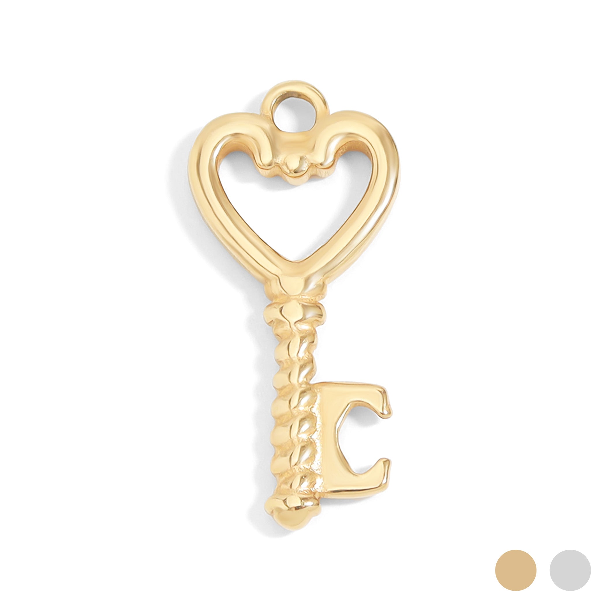 18K Gold PVD Stainless Steel Heart Key Charm / PDL0110、mySite、dreamappss