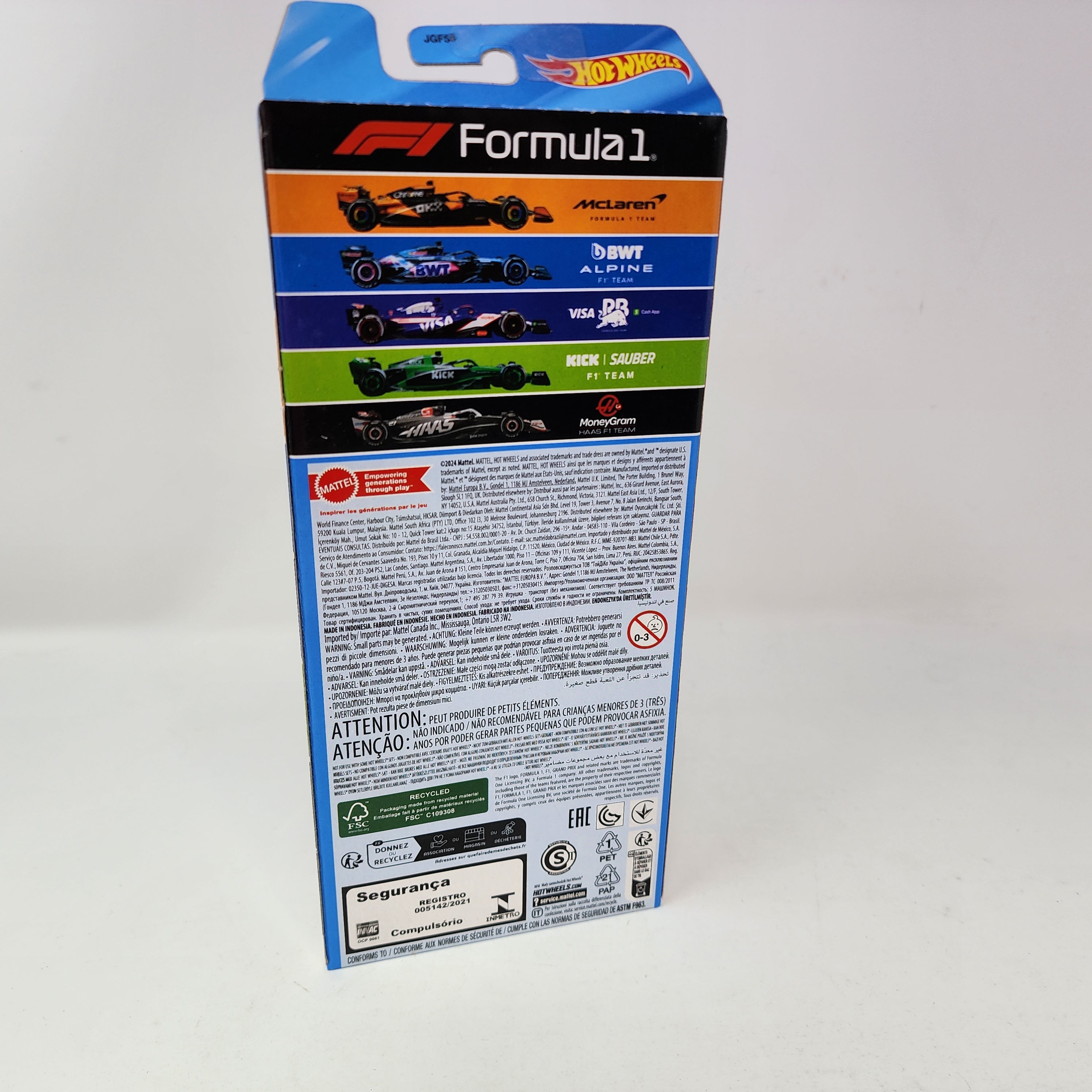 5 Pack * Hot Wheels 2024 Formula 1 McLaren, Alpine Red Bull, Haas, Sauber、mySite、hgirdovlk