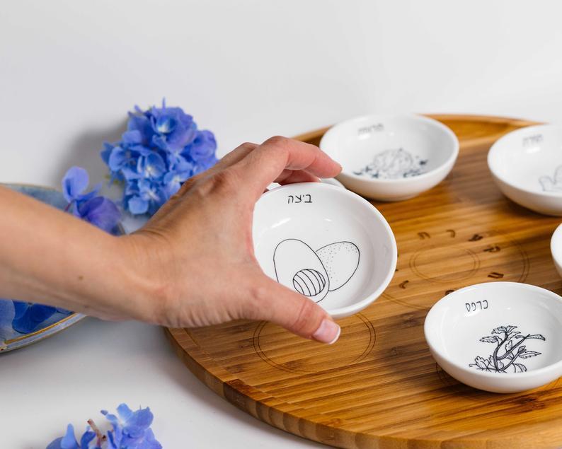 Modern Bamboo and Porcelain Seder Plate - Black and White、mySite、topwebapps