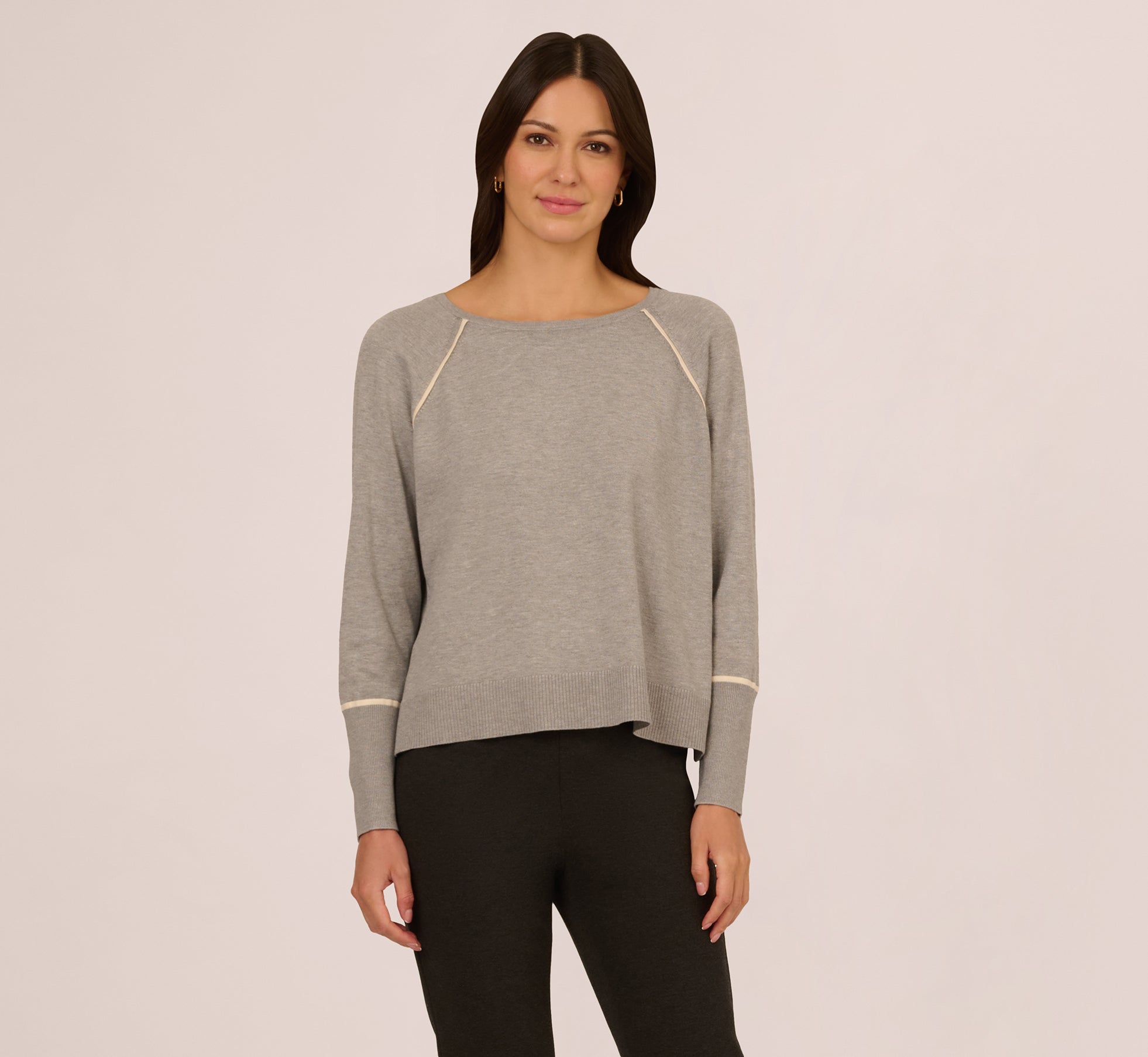 Boat Neck Slouchy Dolman Sleeve Raglan Sweater In Heather Grey Cream、mySite、solidvoid