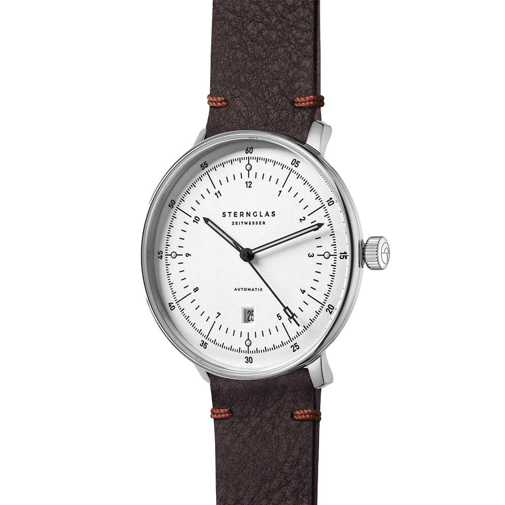  Hamburg Automatic 42mm - Silver on Leather Strap