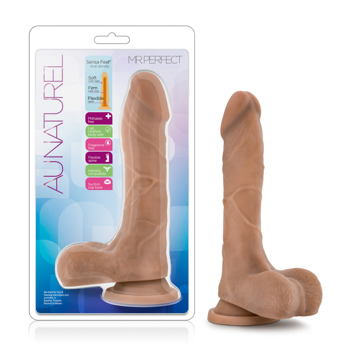 Au Naturel By Blush® | Mister Perfect Realistic Mocha 8.5-Inch Long Dildo With Balls & Suction Cup Base、mySite、bottomscart
