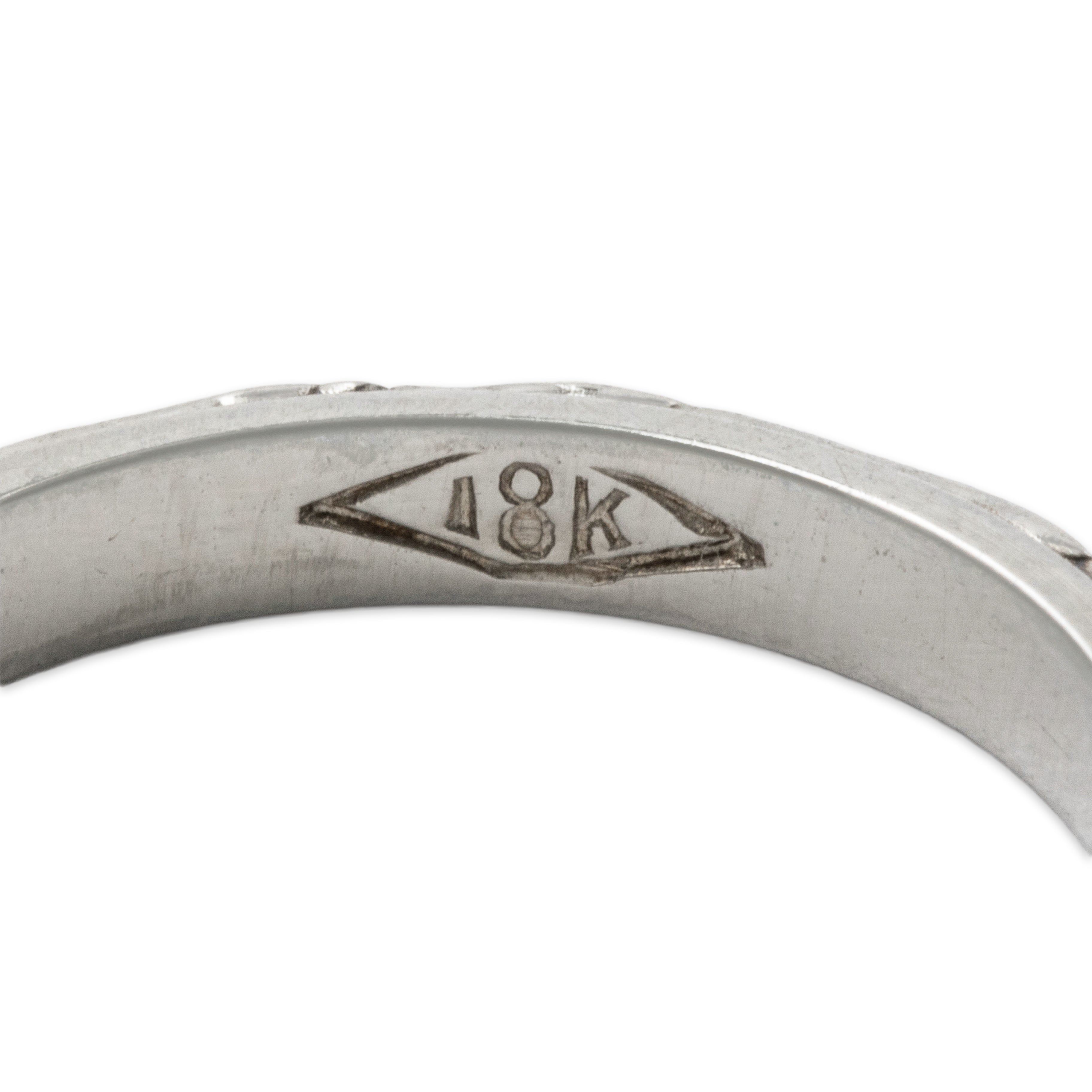 Antique Art Deco 18k White Gold Blossom Band Ring 4.00、mySite、hinf8tx79