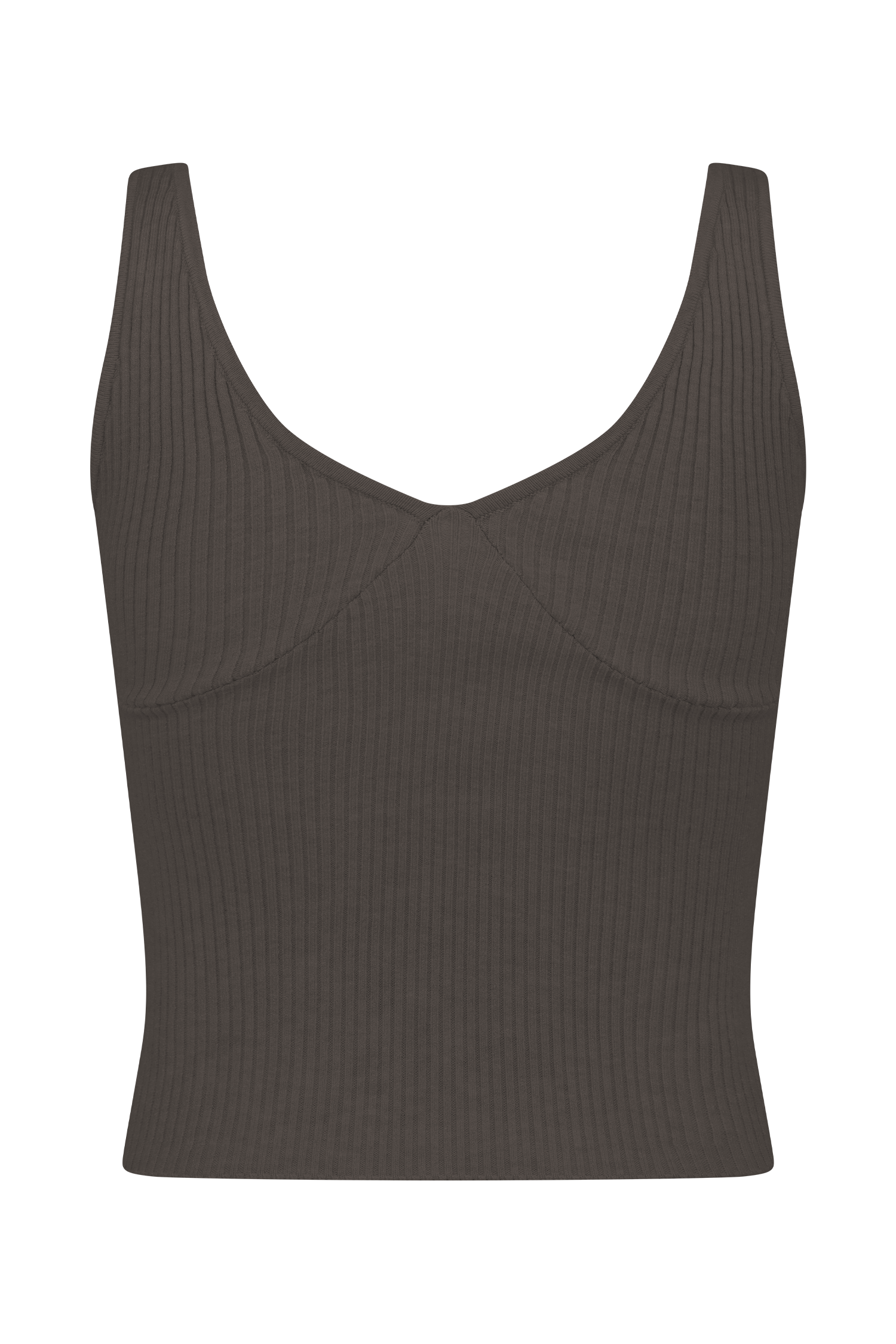 Natalya Ribbed Knit Cami Top - Dark Chocolate、mySite、solidvoid