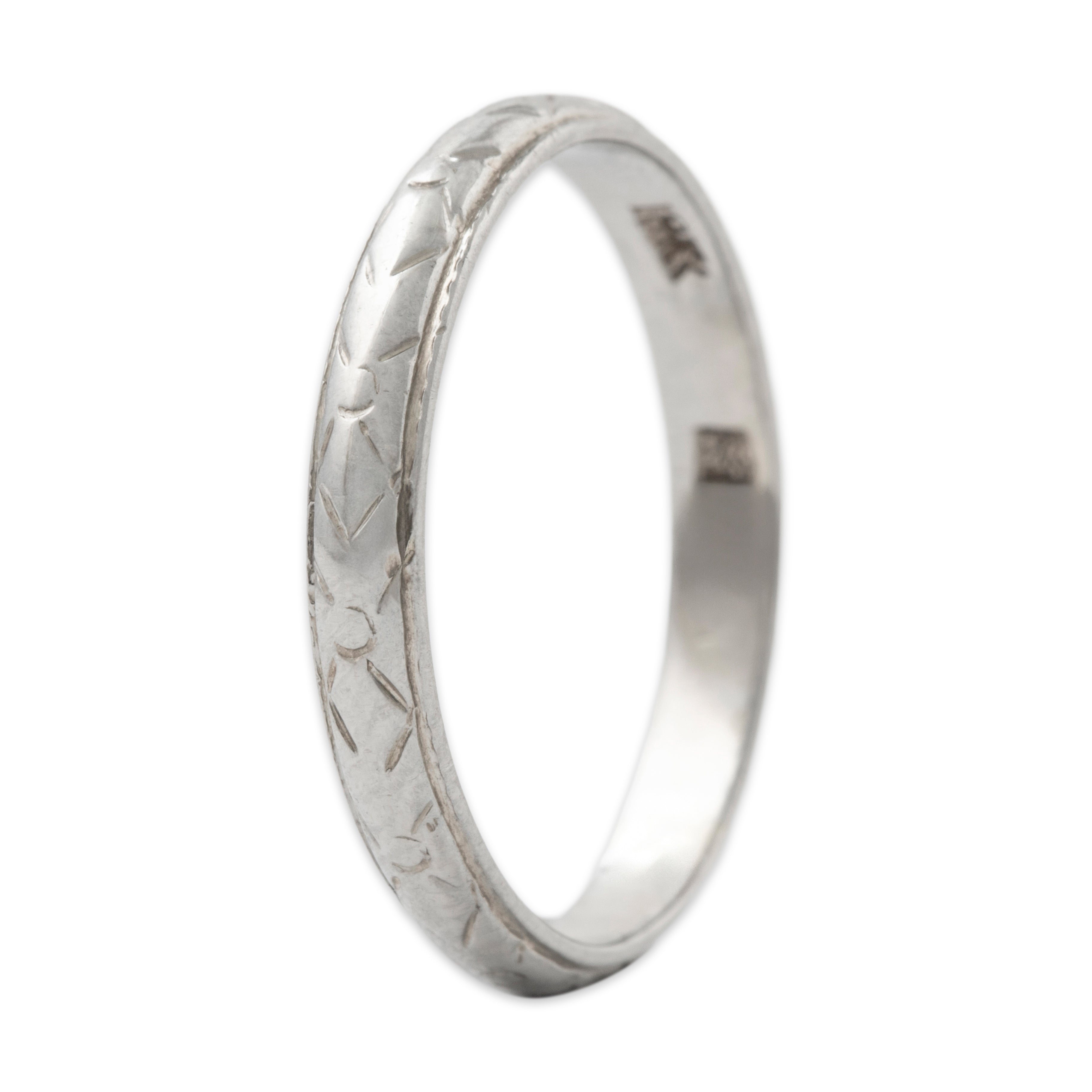 Antique Art Deco 18k White Gold Engraved Details Band Ring 6.25、mySite、hinf8tx79