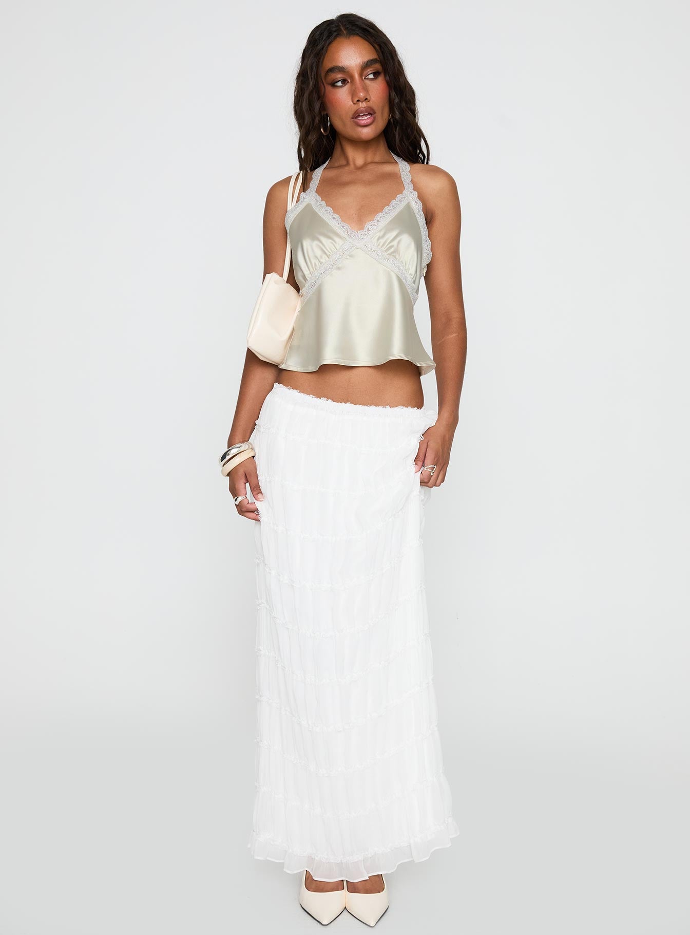 Estefania Maxi Skirt White、mySite、solidvoid