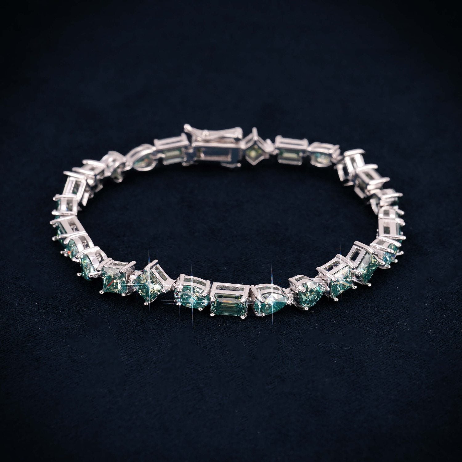 4MM Multi-Shape Moissanite Tennis Bracelet 14K Gold、mySite、hinf8tx79