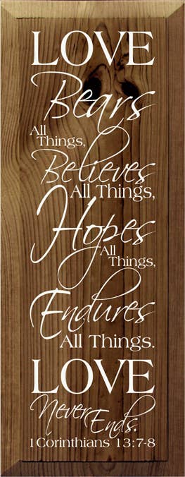 Love Bears All Things Scripture Passage Wood Sign Handmade in the USA、mySite、g9winljtr