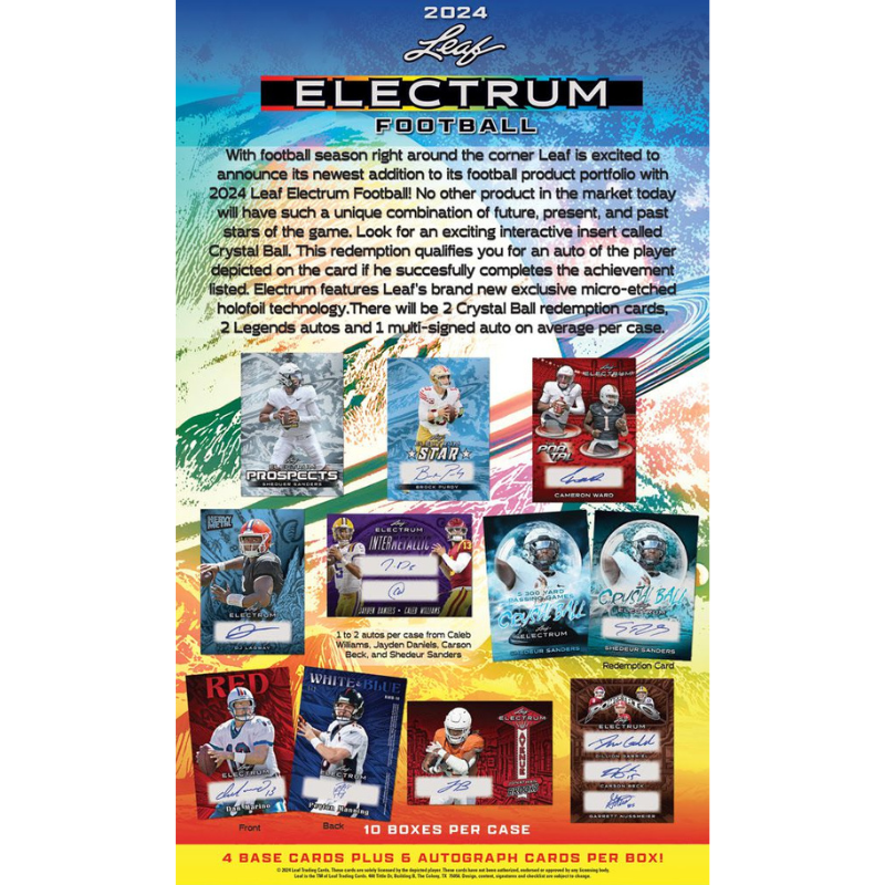 2024 Leaf Electrum Football Hobby Box、mySite、waistdrama