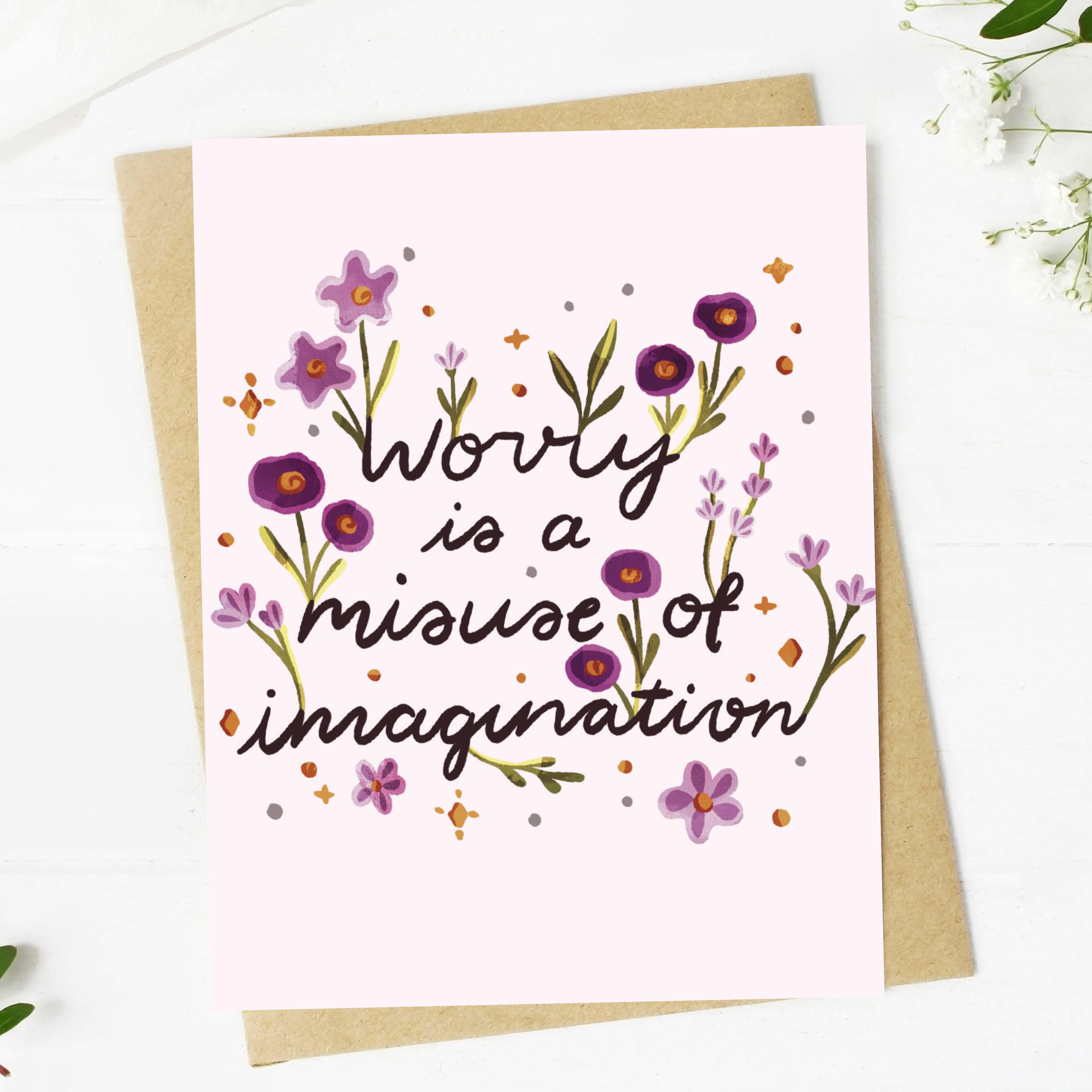  Worry is a misuse of imagination Greeting Card、mySite、ghnorth